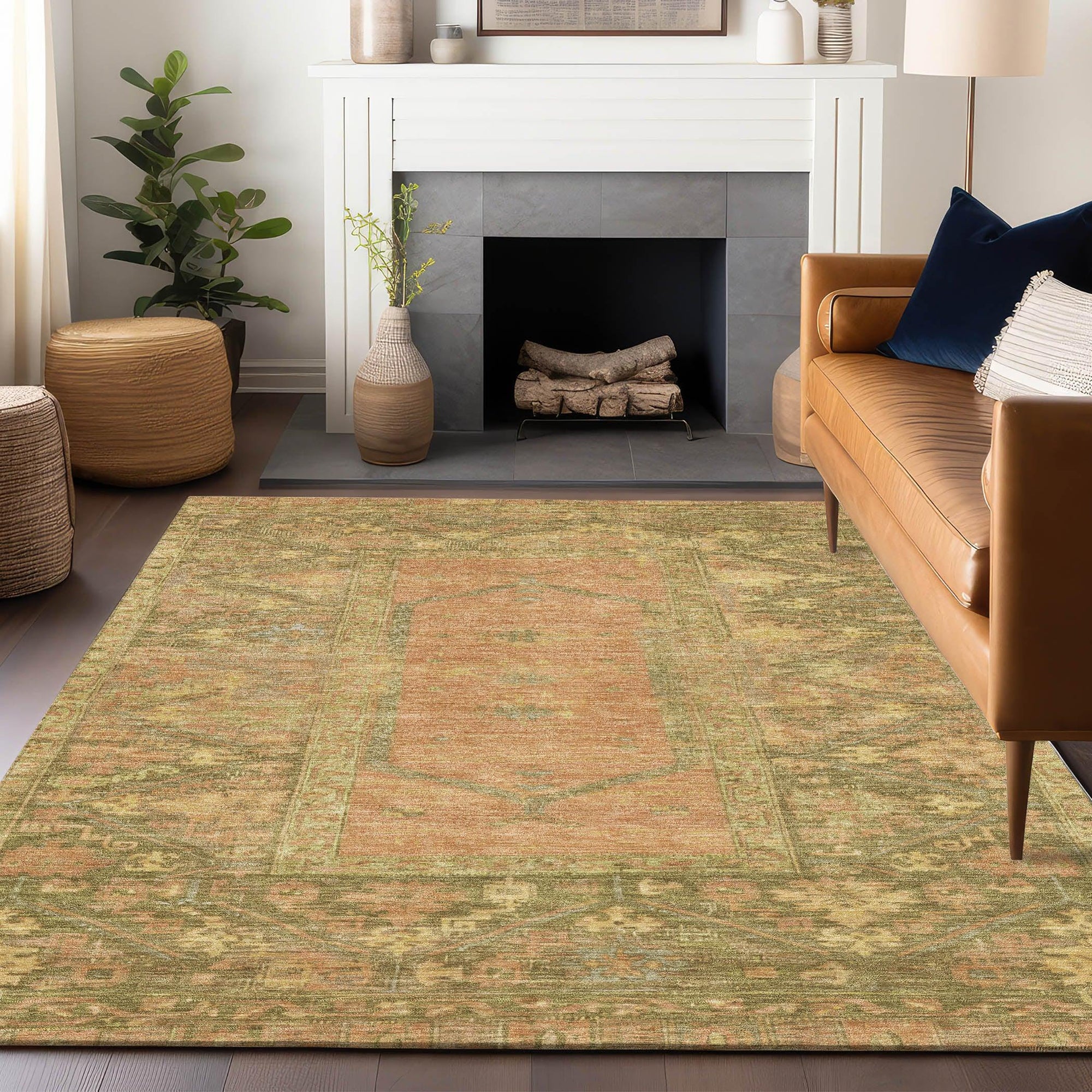 Addison Rugs Haelaris Coral Washable Indoor-Outdoor Rug