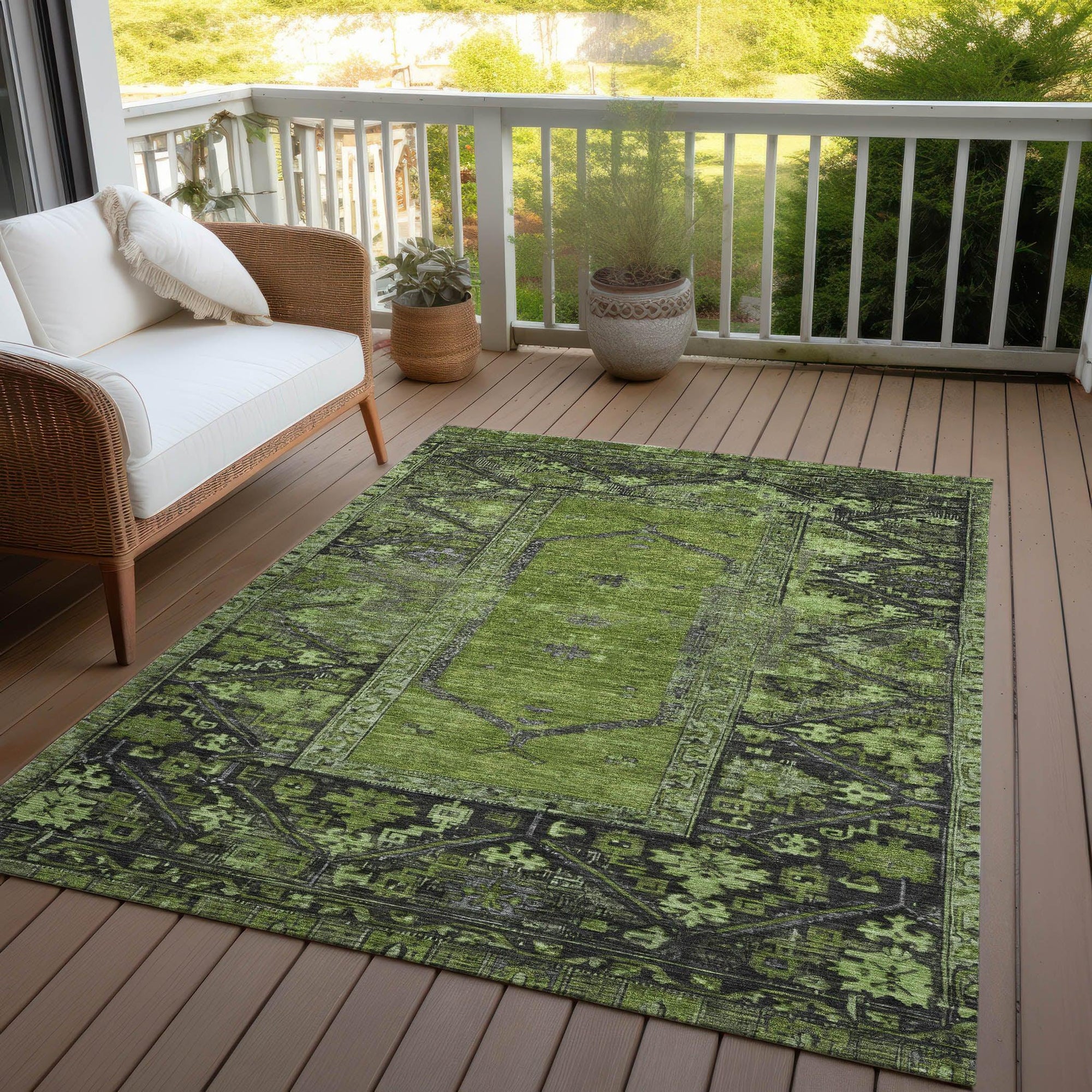 Addison Rugs Haelaris Green Washable Indoor-Outdoor Rug