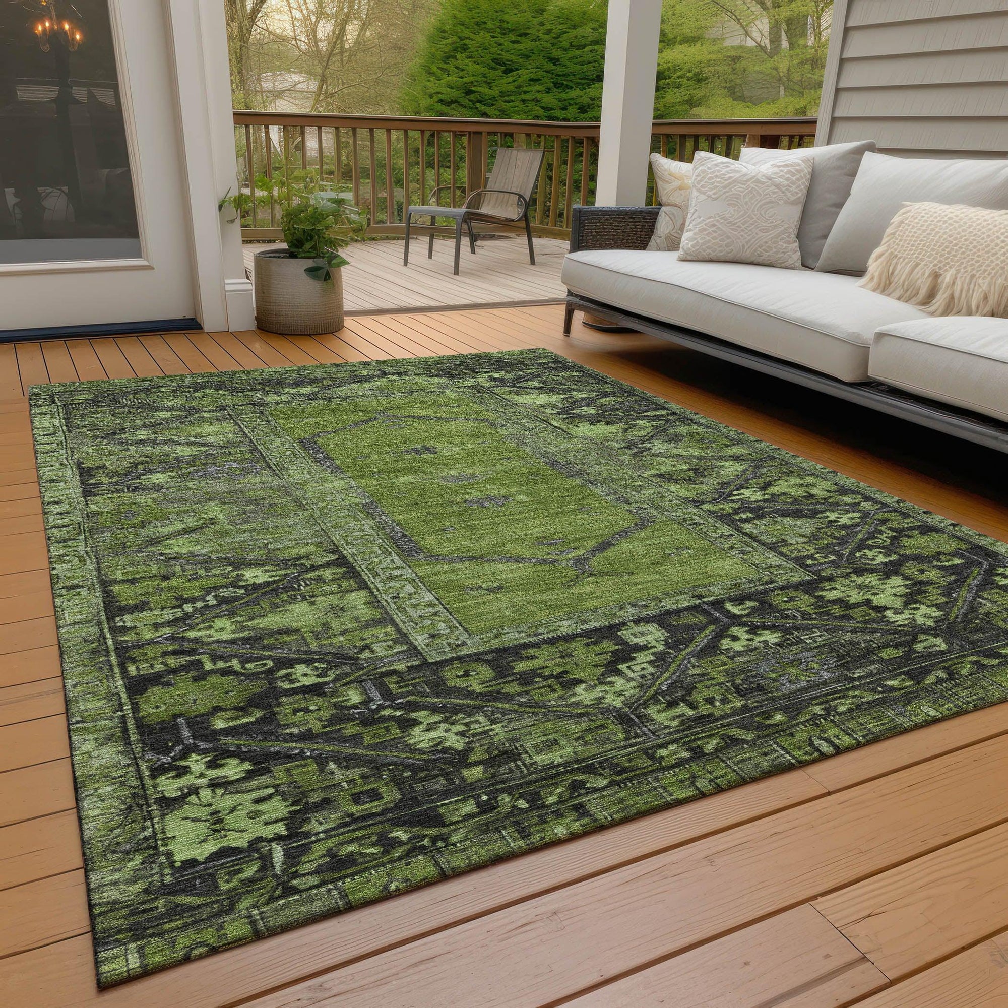 Addison Rugs Haelaris Green Washable Indoor-Outdoor Rug