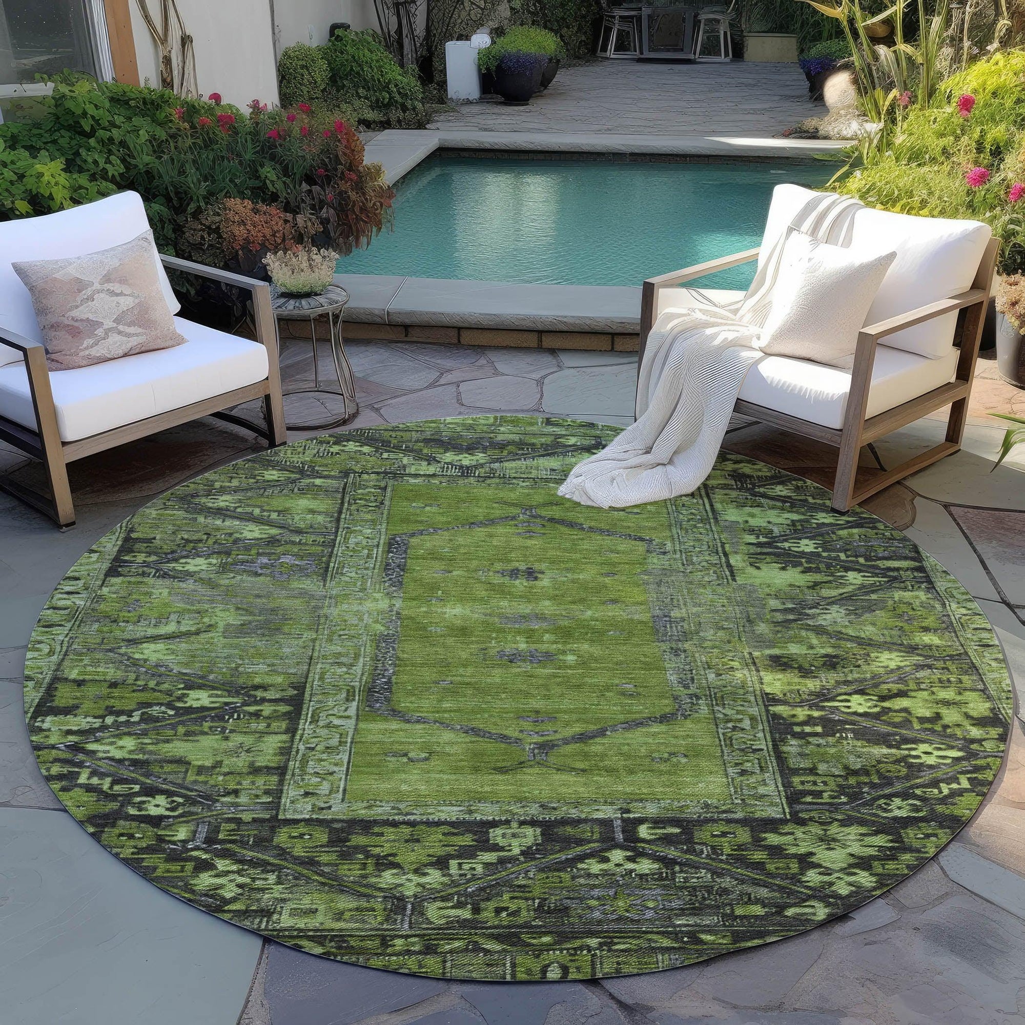Addison Rugs Haelaris Green Washable Indoor-Outdoor Rug