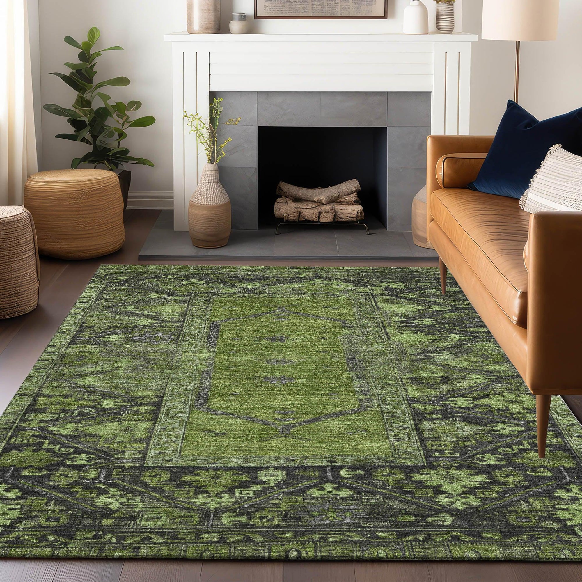 Addison Rugs Haelaris Green Washable Indoor-Outdoor Rug