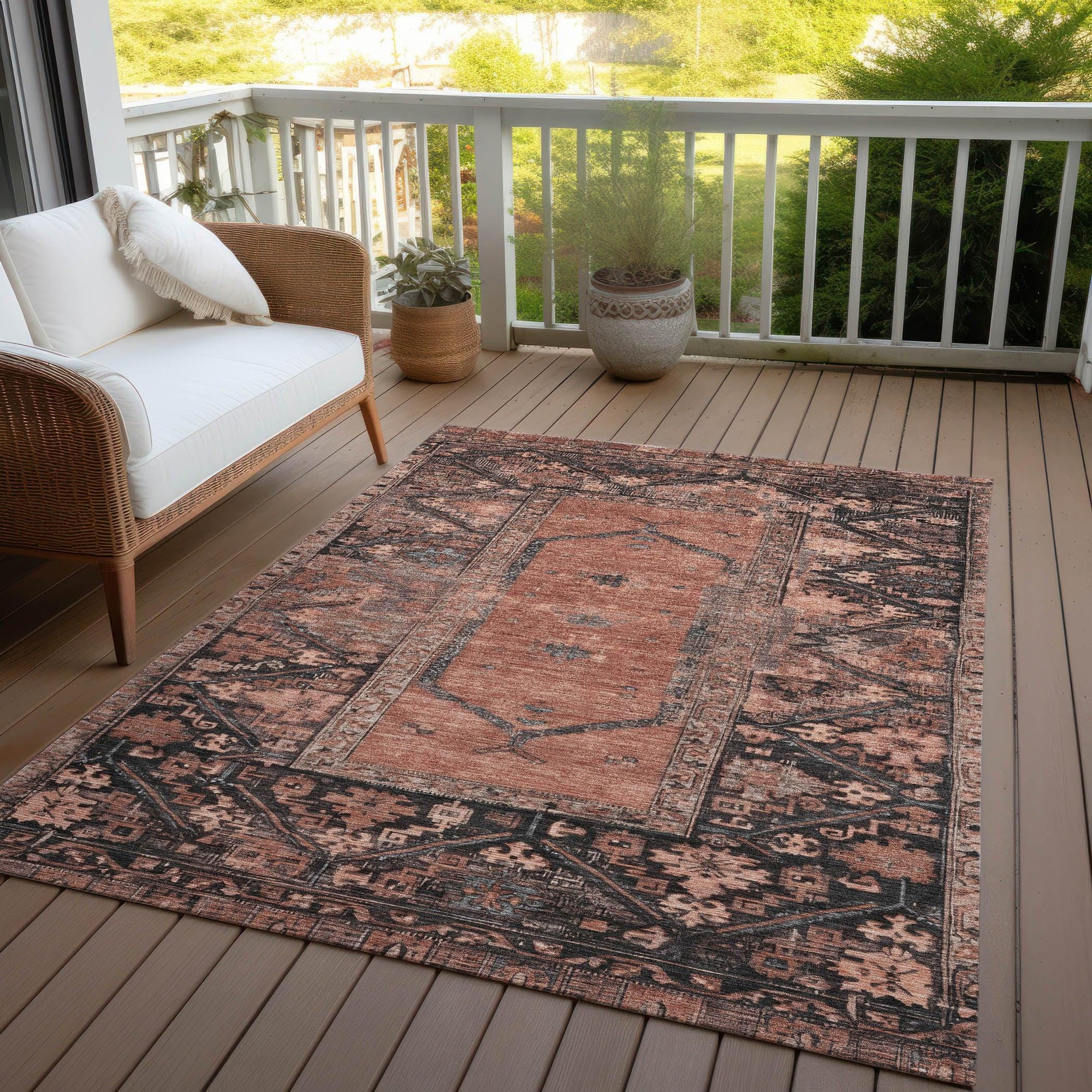 Addison Rugs Haelaris Orange Washable Indoor-Outdoor Rug