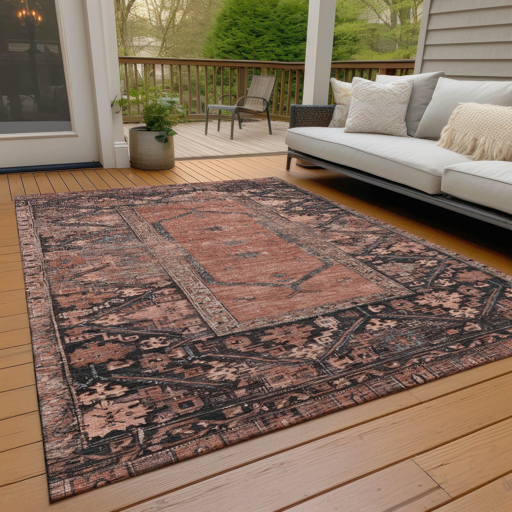 Addison Rugs Haelaris Orange Washable Indoor-Outdoor Rug