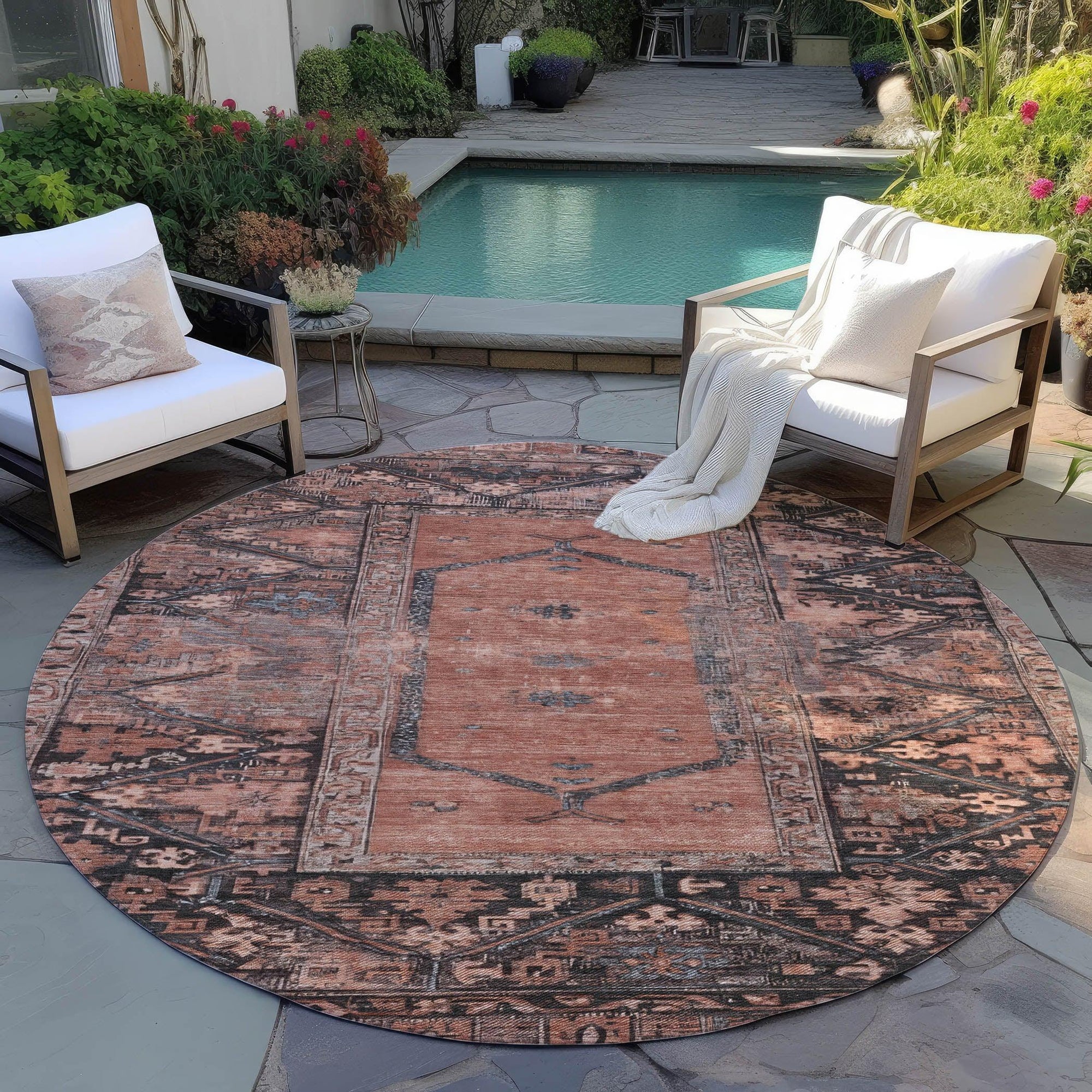 Addison Rugs Haelaris Orange Washable Indoor-Outdoor Rug