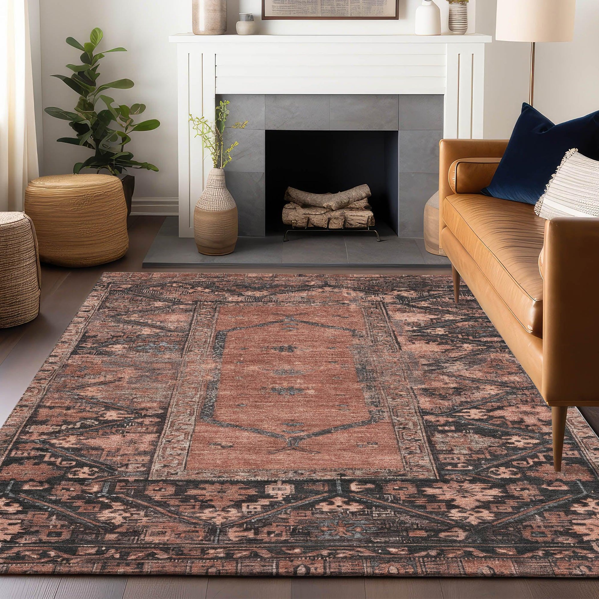 Addison Rugs Haelaris Orange Washable Indoor-Outdoor Rug