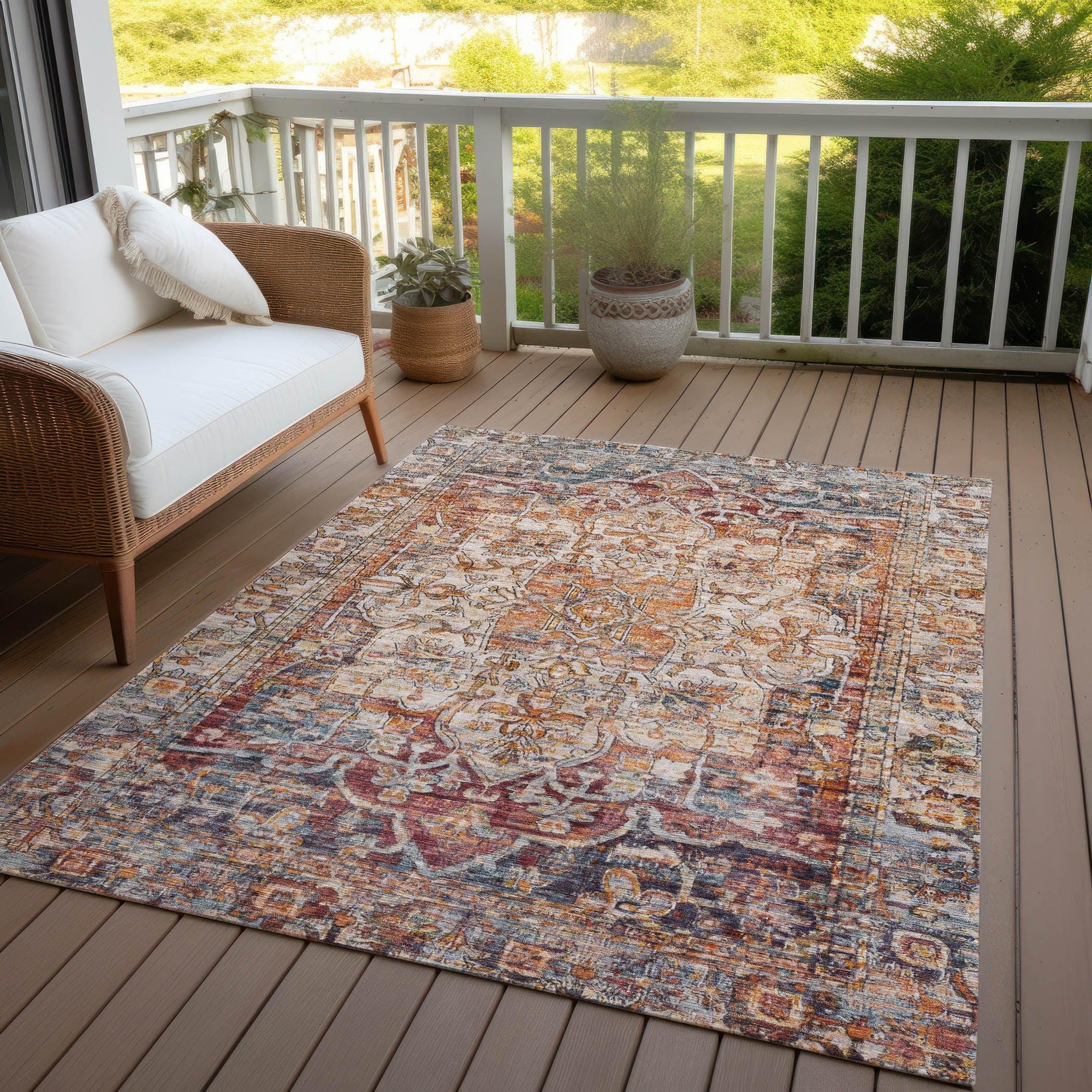 Addison Rugs Haelas Orange Washable Indoor-Outdoor Rug