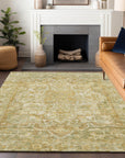 Haelas Brown Washable Indoor-Outdoor Rug