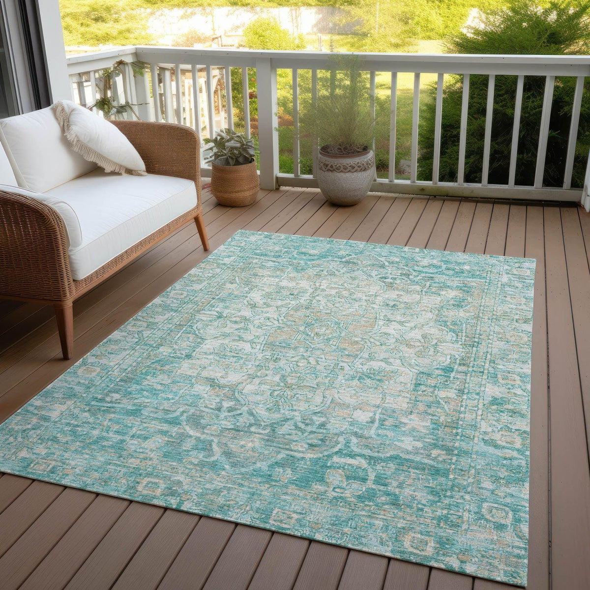 Addison Rugs Haelas Teal Washable Indoor-Outdoor Rug
