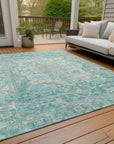 Addison Rugs Haelas Teal Washable Indoor-Outdoor Rug