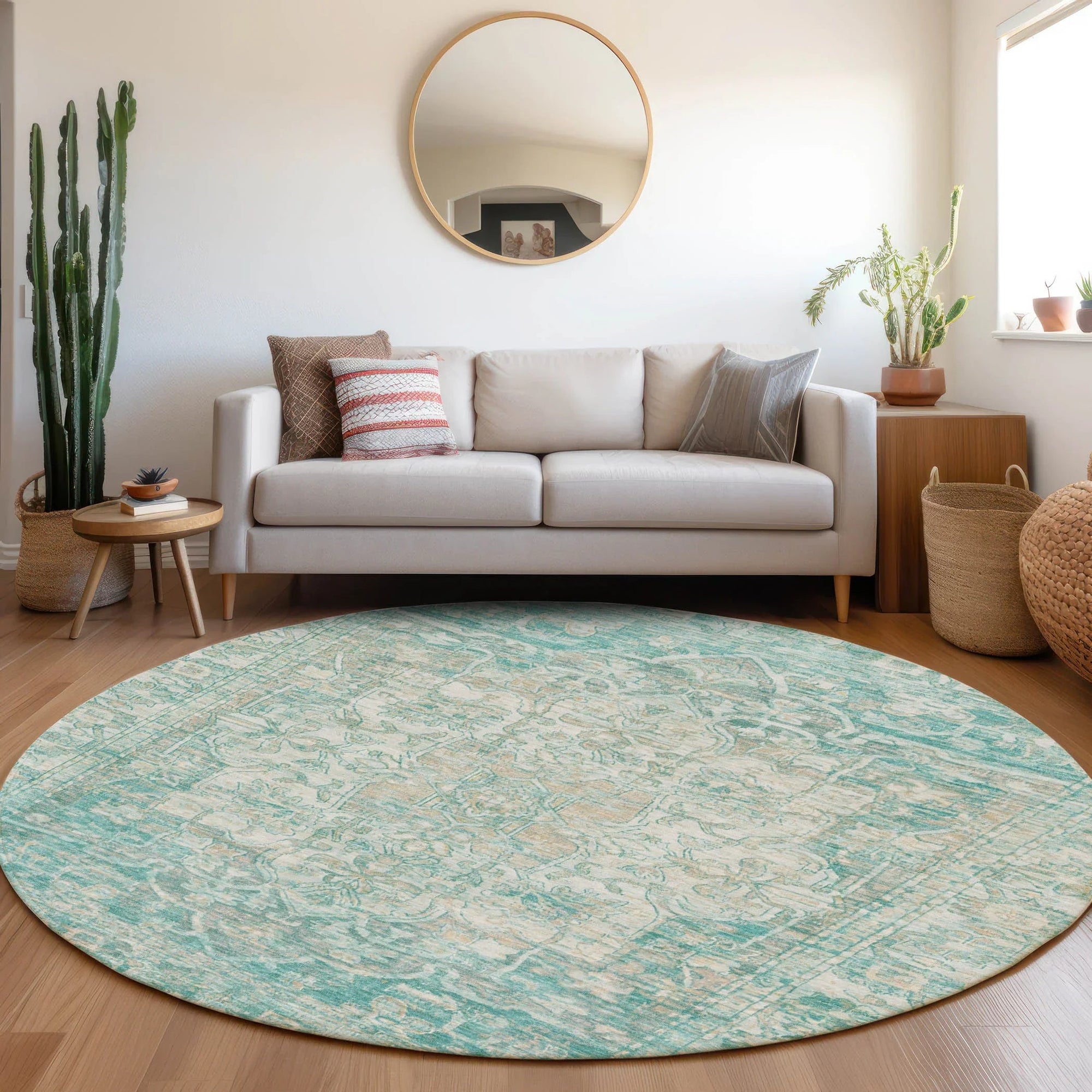 Addison Rugs Haelas Teal Washable Indoor-Outdoor Rug