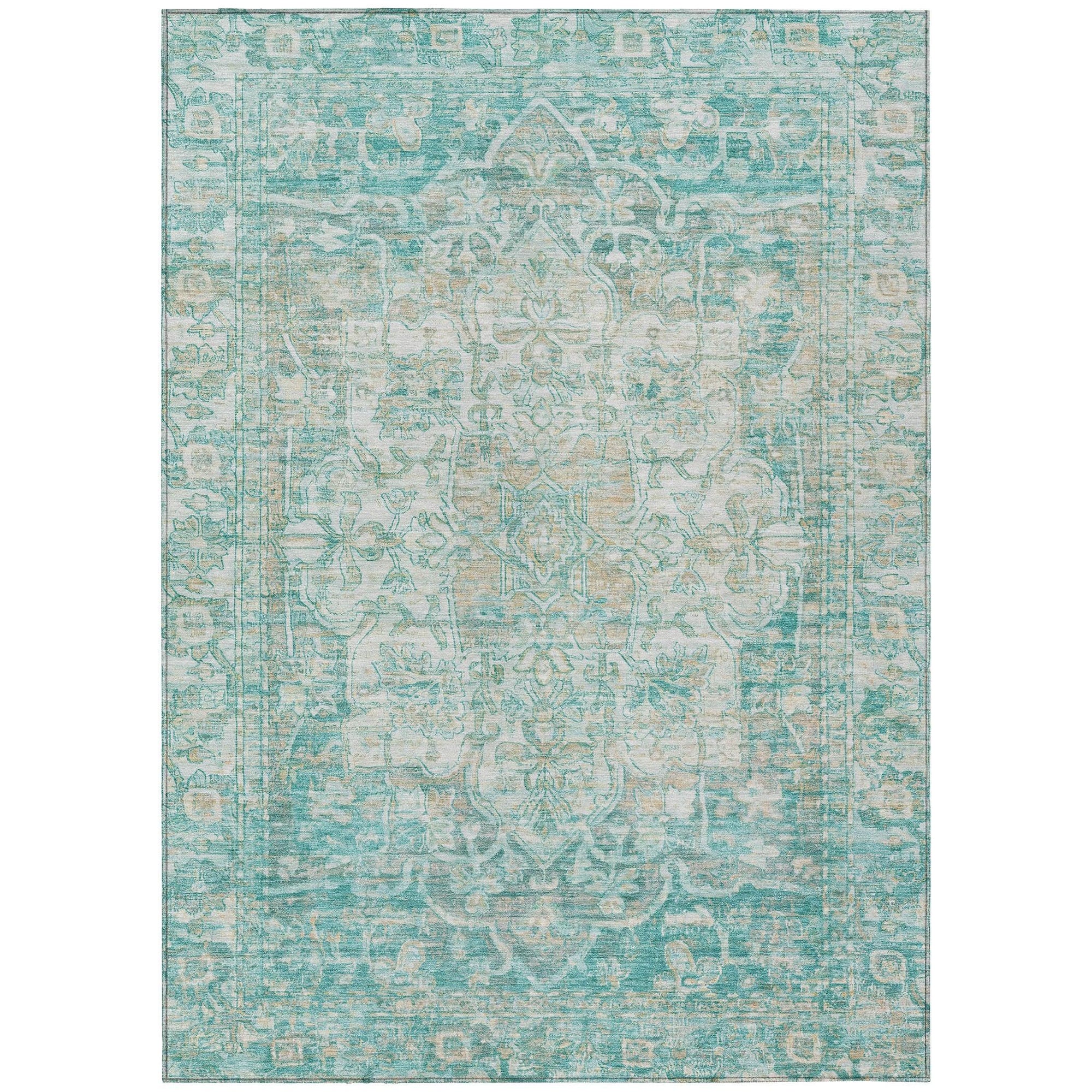 Addison Rugs Haelas Teal Washable Indoor-Outdoor Rug