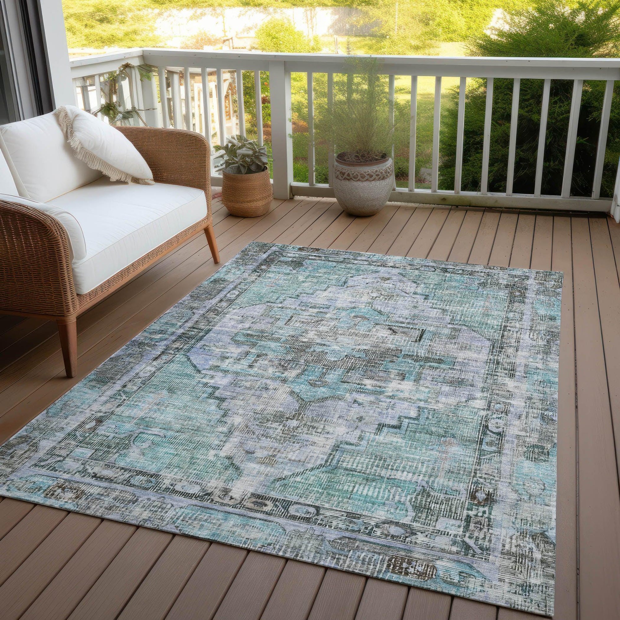 Addison Rugs Haeleth Teal Washable Indoor-Outdoor Rug