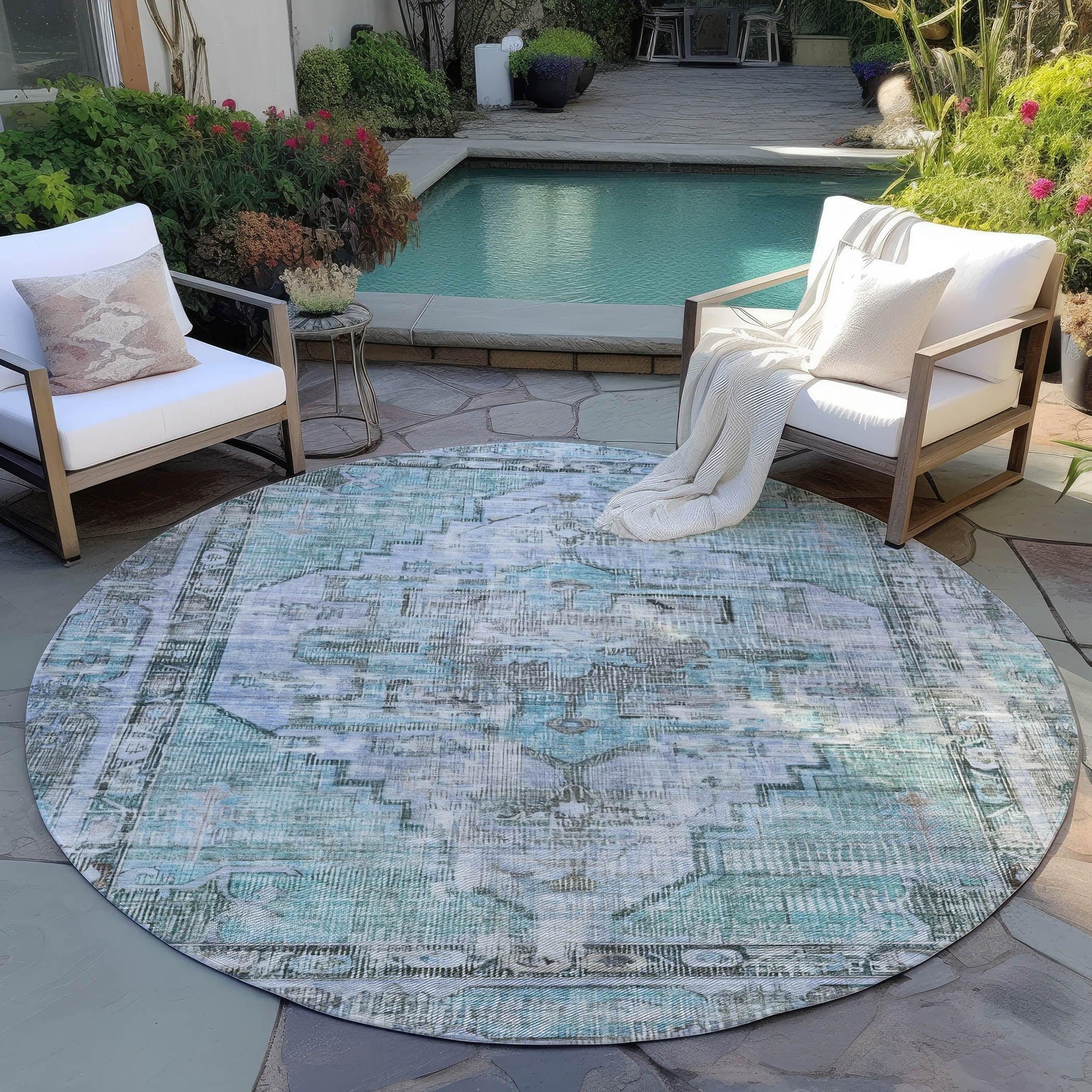 Addison Rugs Haeleth Teal Washable Indoor-Outdoor Rug
