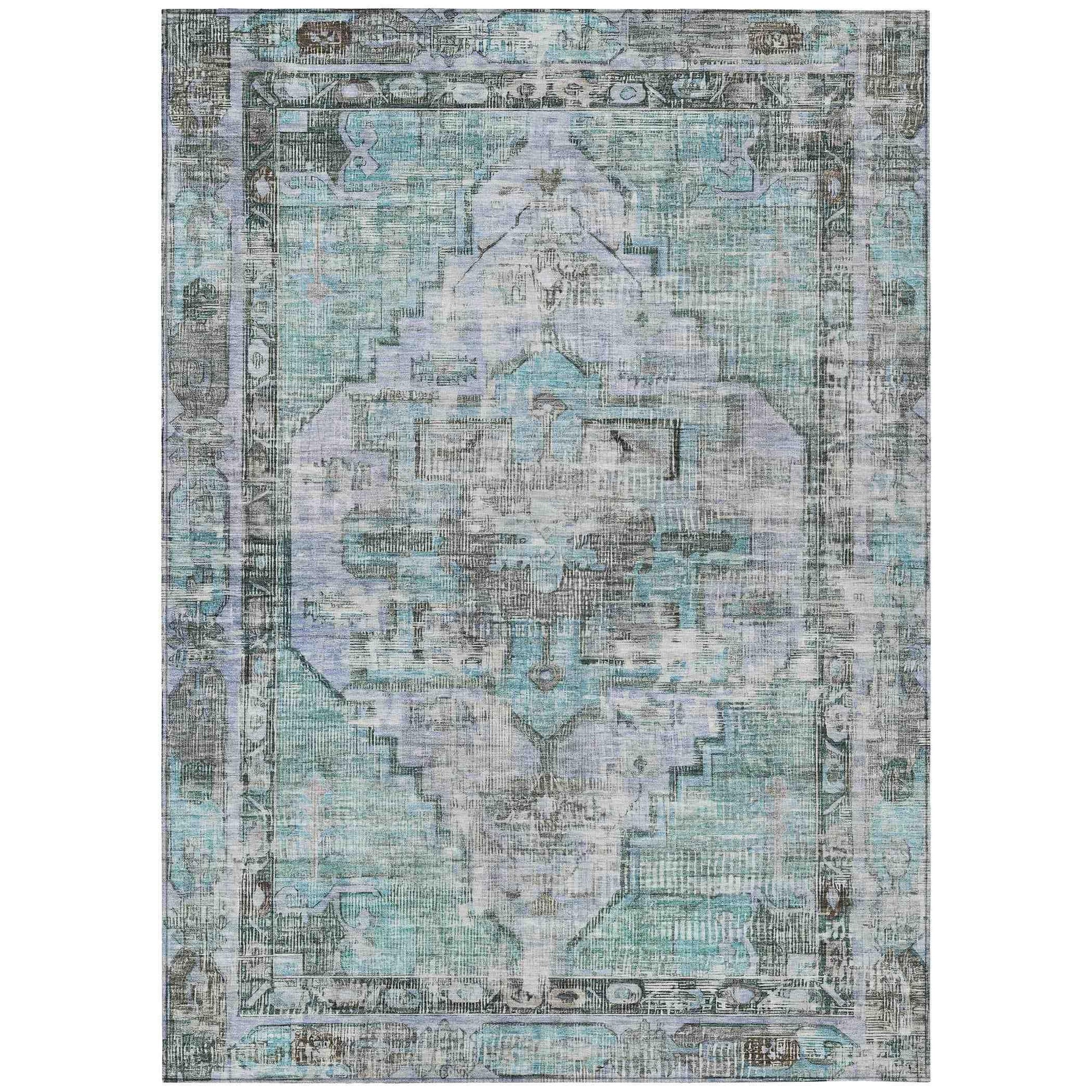 Addison Rugs Haeleth Teal Washable Indoor-Outdoor Rug