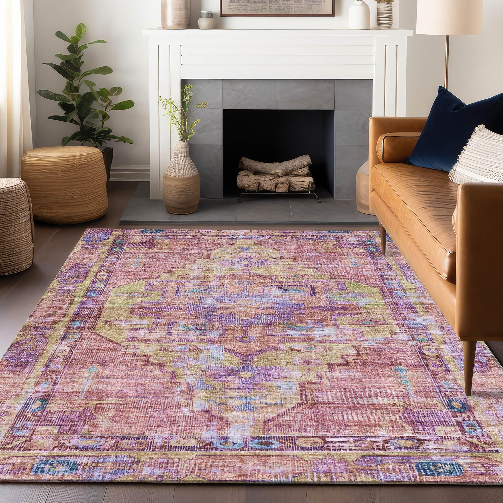 Addison Rugs Haelien Pink Washable Indoor-Outdoor Rug