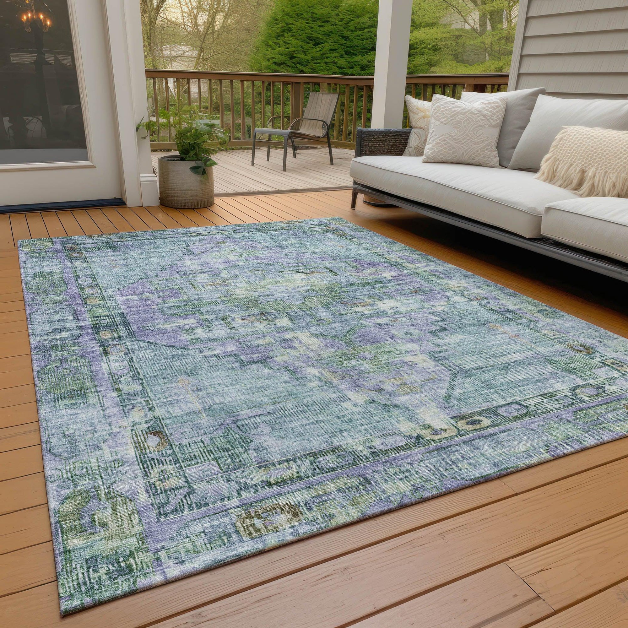 Addison Rugs Haelien Teal Washable Indoor-Outdoor Rug