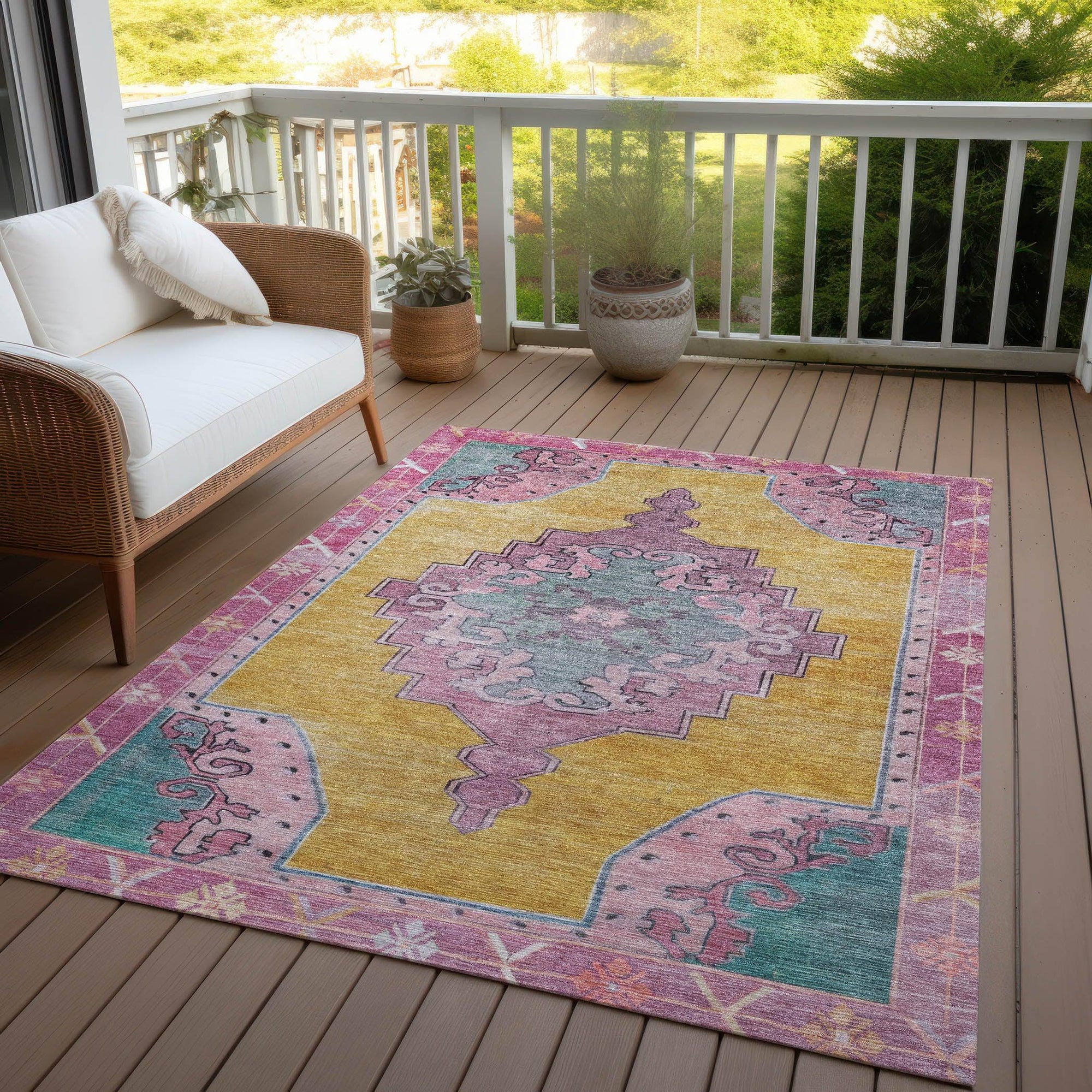Addison Rugs Haelion Gold Washable Indoor-Outdoor Rug