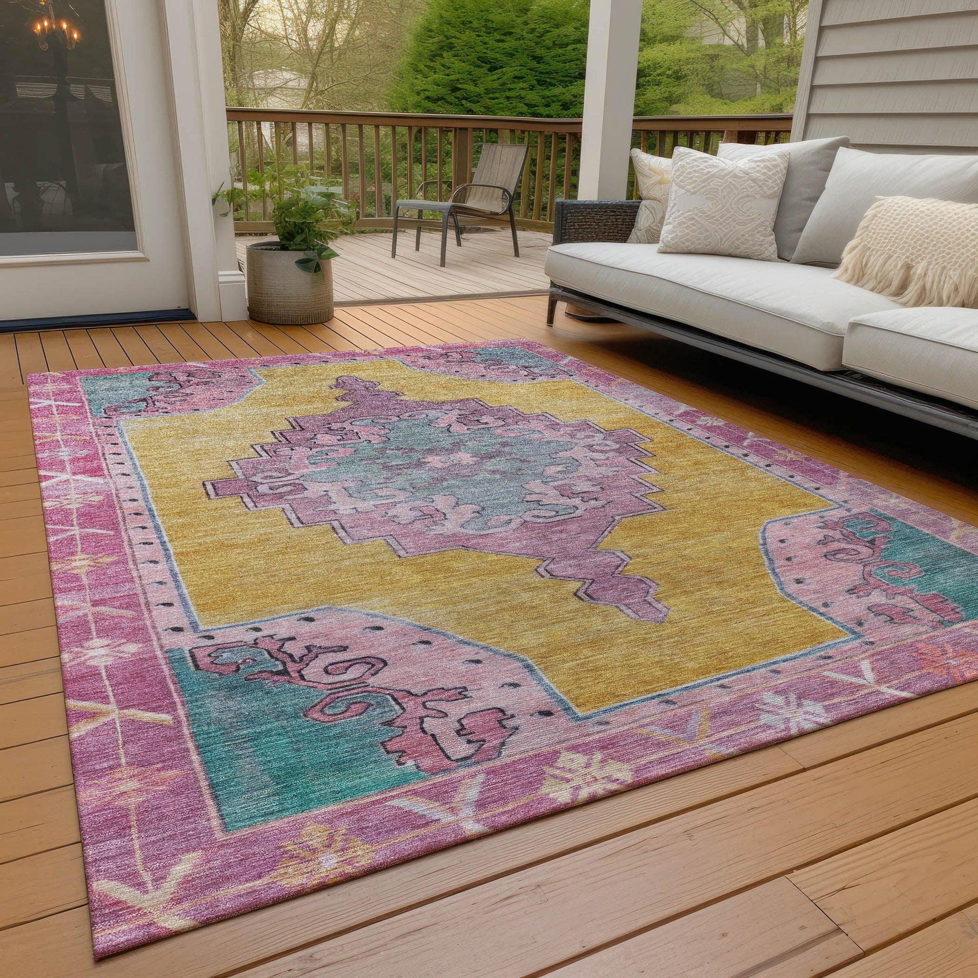 Addison Rugs Haelion Gold Washable Indoor-Outdoor Rug