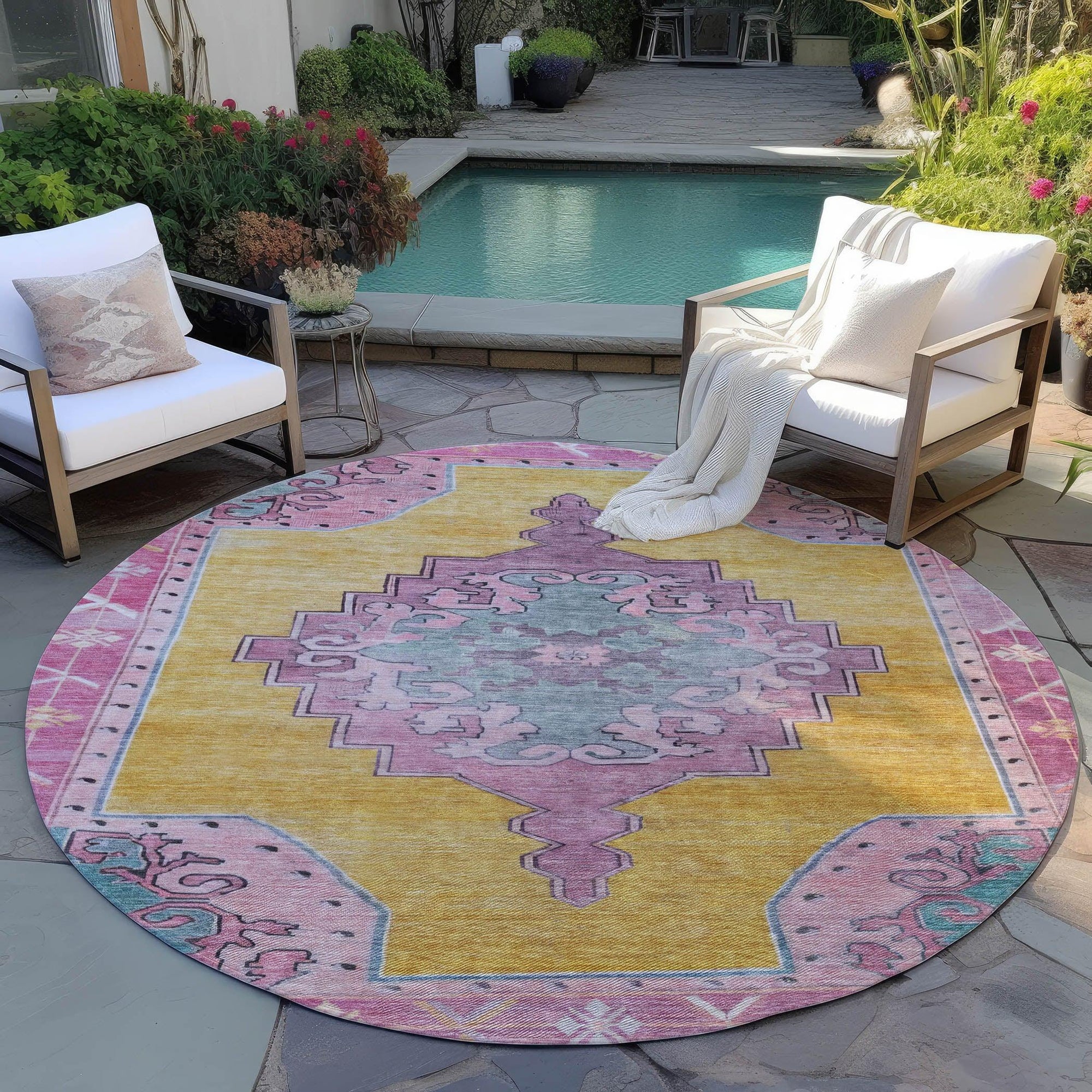 Addison Rugs Haelion Gold Washable Indoor-Outdoor Rug
