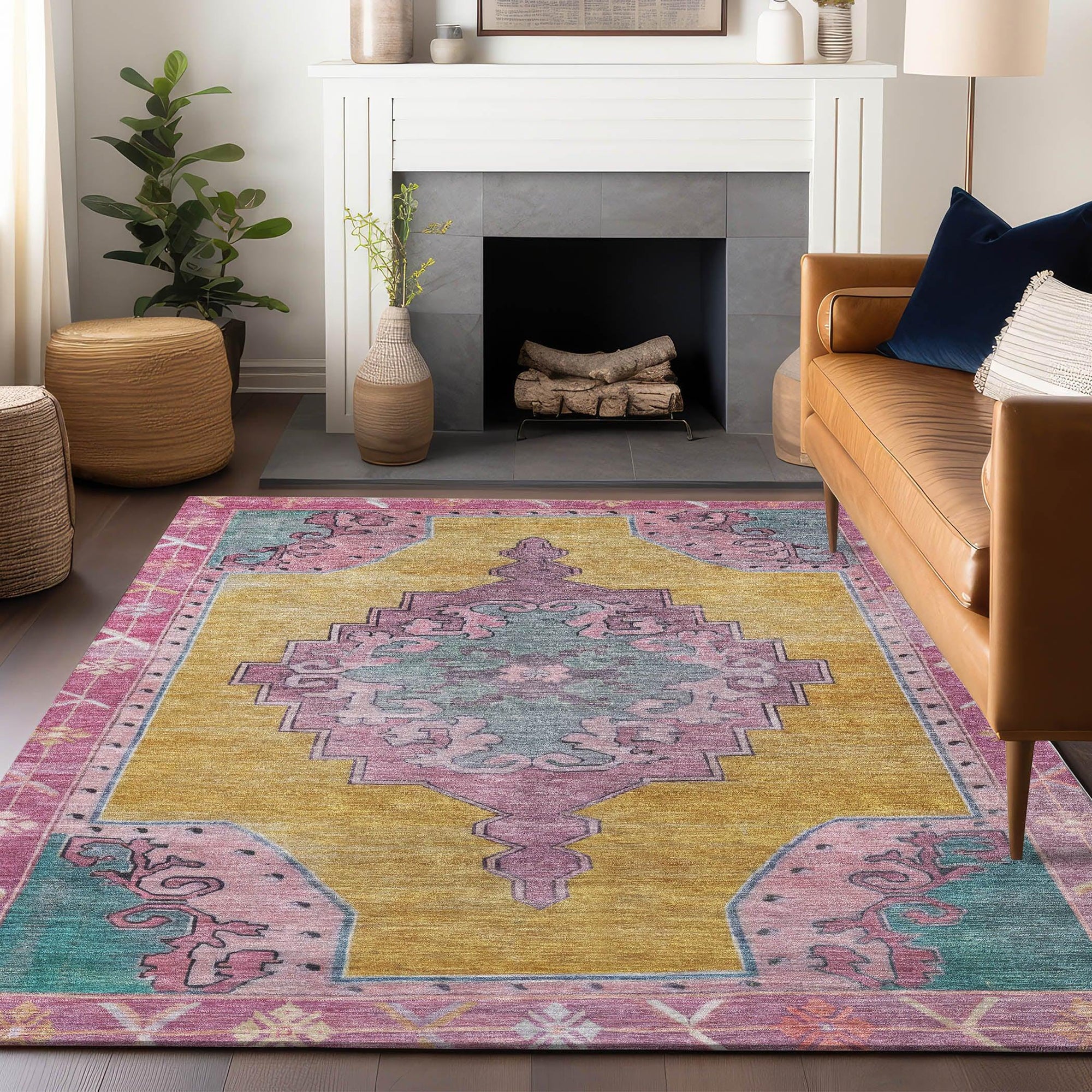 Addison Rugs Haelion Gold Washable Indoor-Outdoor Rug