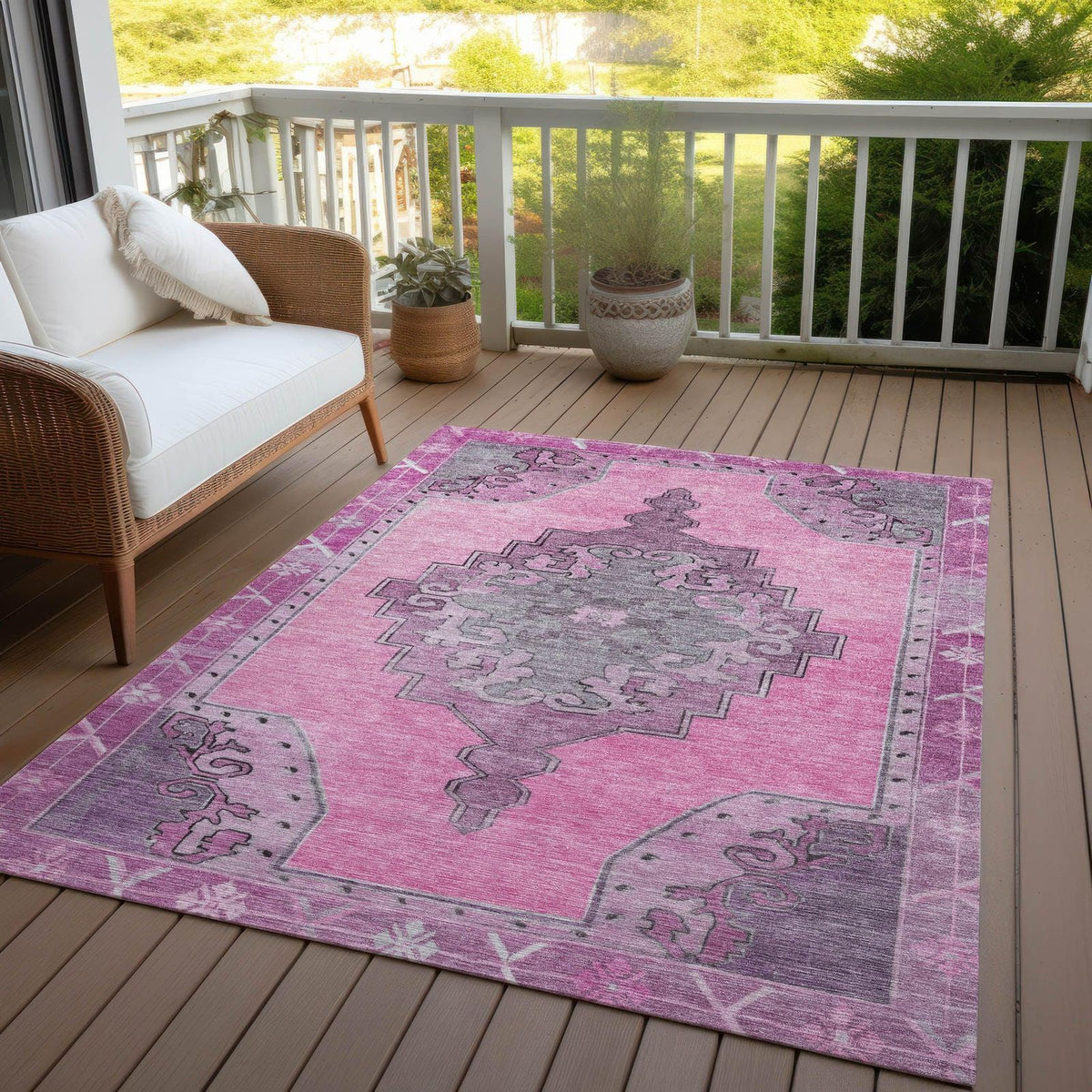 Haelion Pink Washable Indoor-Outdoor Rug - Area Rug, Ships in 2-3 Days - view 4
