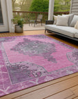 Haelion Pink Washable Indoor-Outdoor Rug