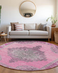 Haelion Pink Washable Indoor-Outdoor Rug