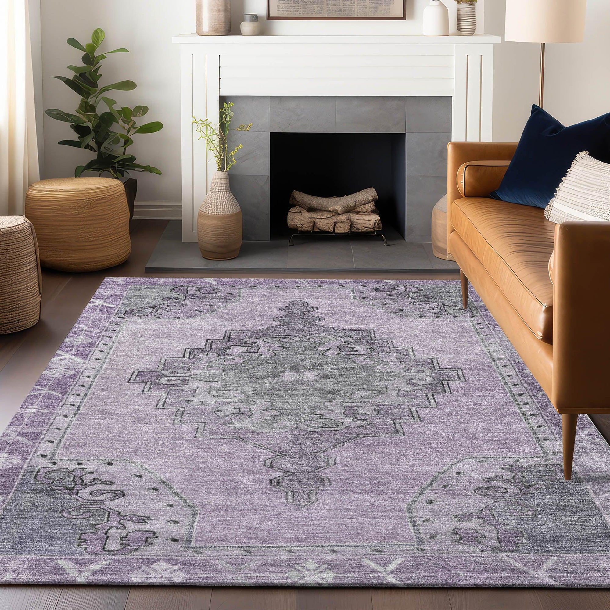 Addison Rugs Haelion Plum Washable Indoor-Outdoor Rug