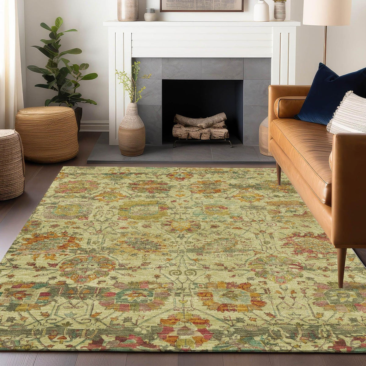 Addison Rugs Haelira Gold Washable Indoor-Outdoor Rug