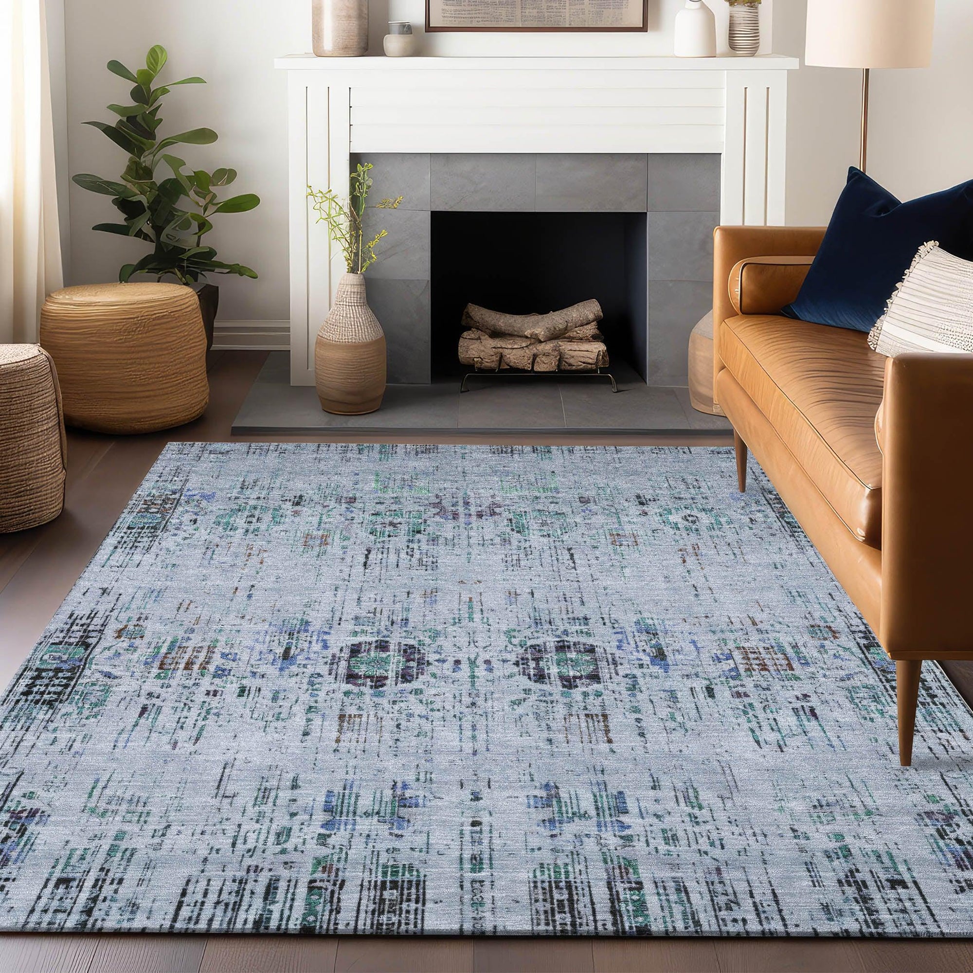 Addison Rugs Haelon Blue Washable Indoor-Outdoor Rug