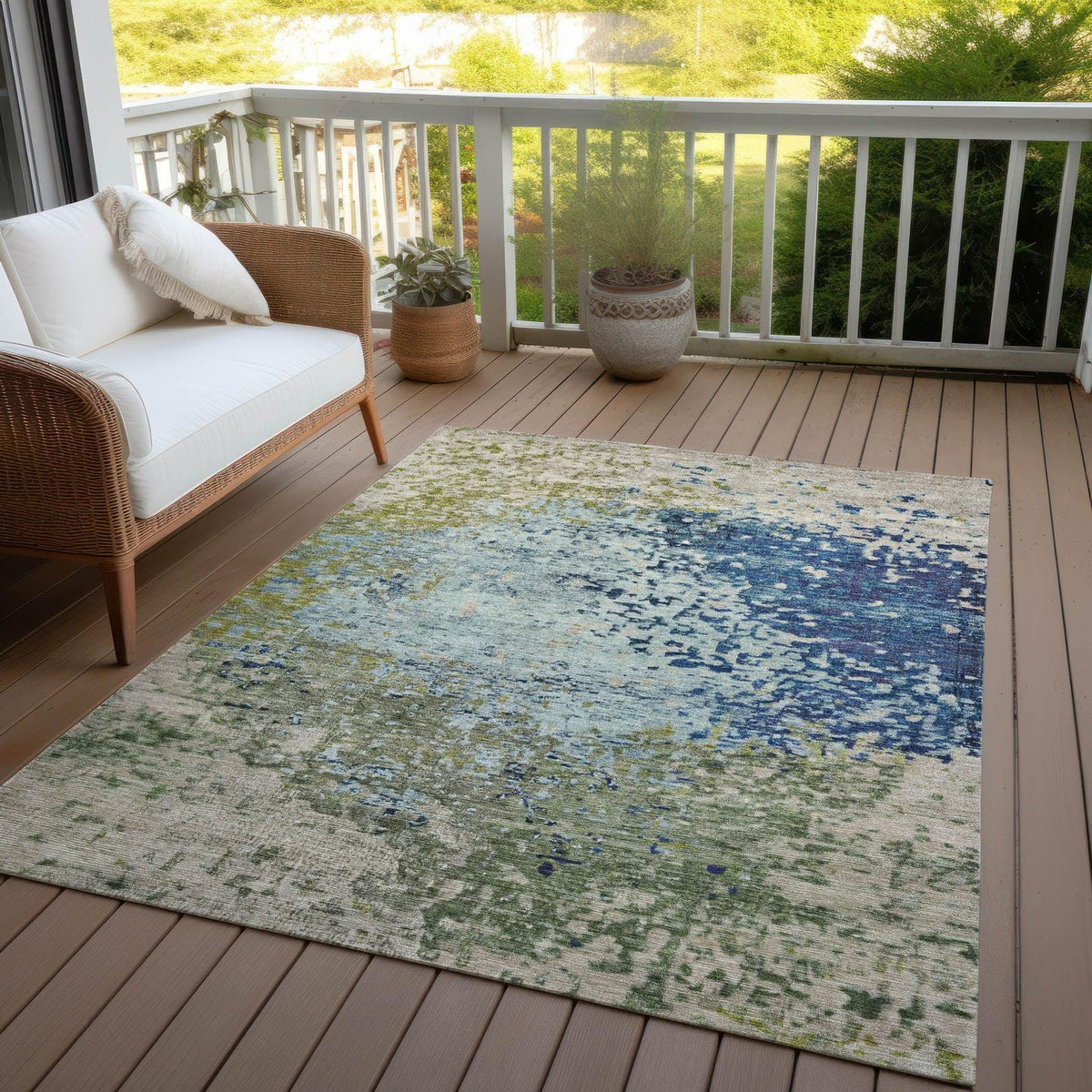 Addison Rugs Iriain Blue Washable Indoor-Outdoor Rug