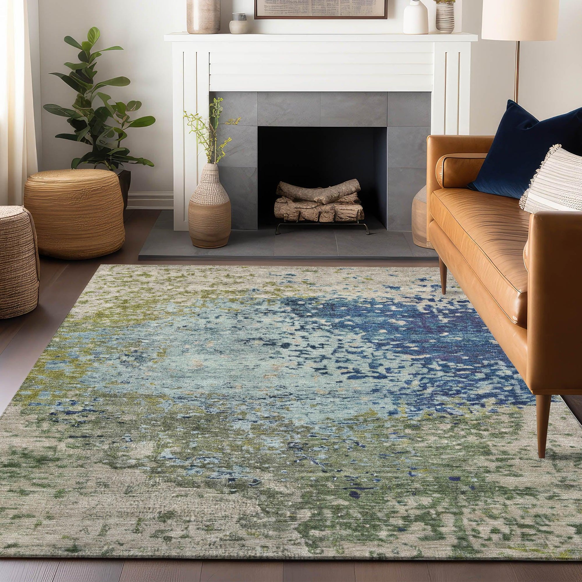 Addison Rugs Iriain Blue Washable Indoor-Outdoor Rug