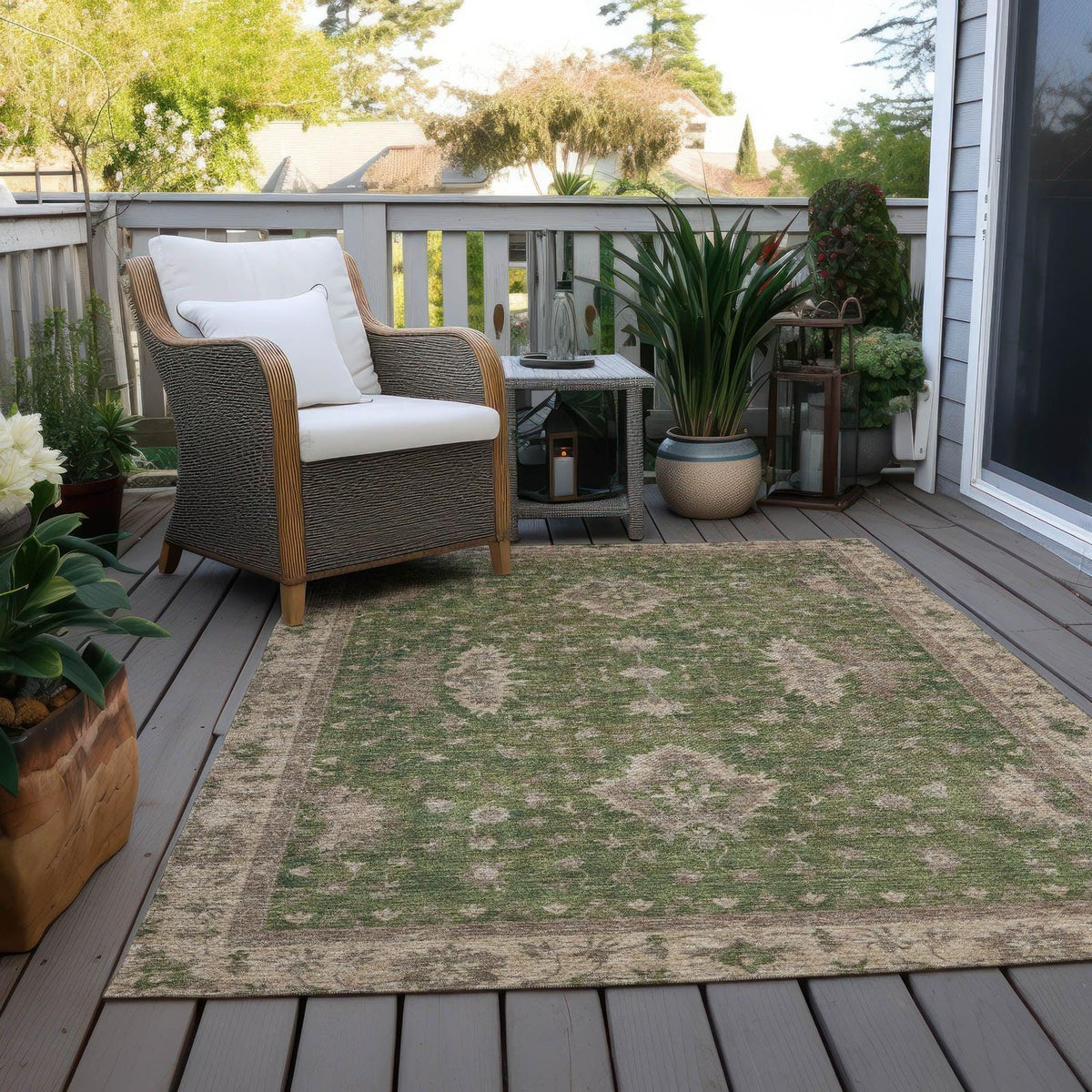 Addison Rugs Iriaris Green Washable Indoor-Outdoor Rug