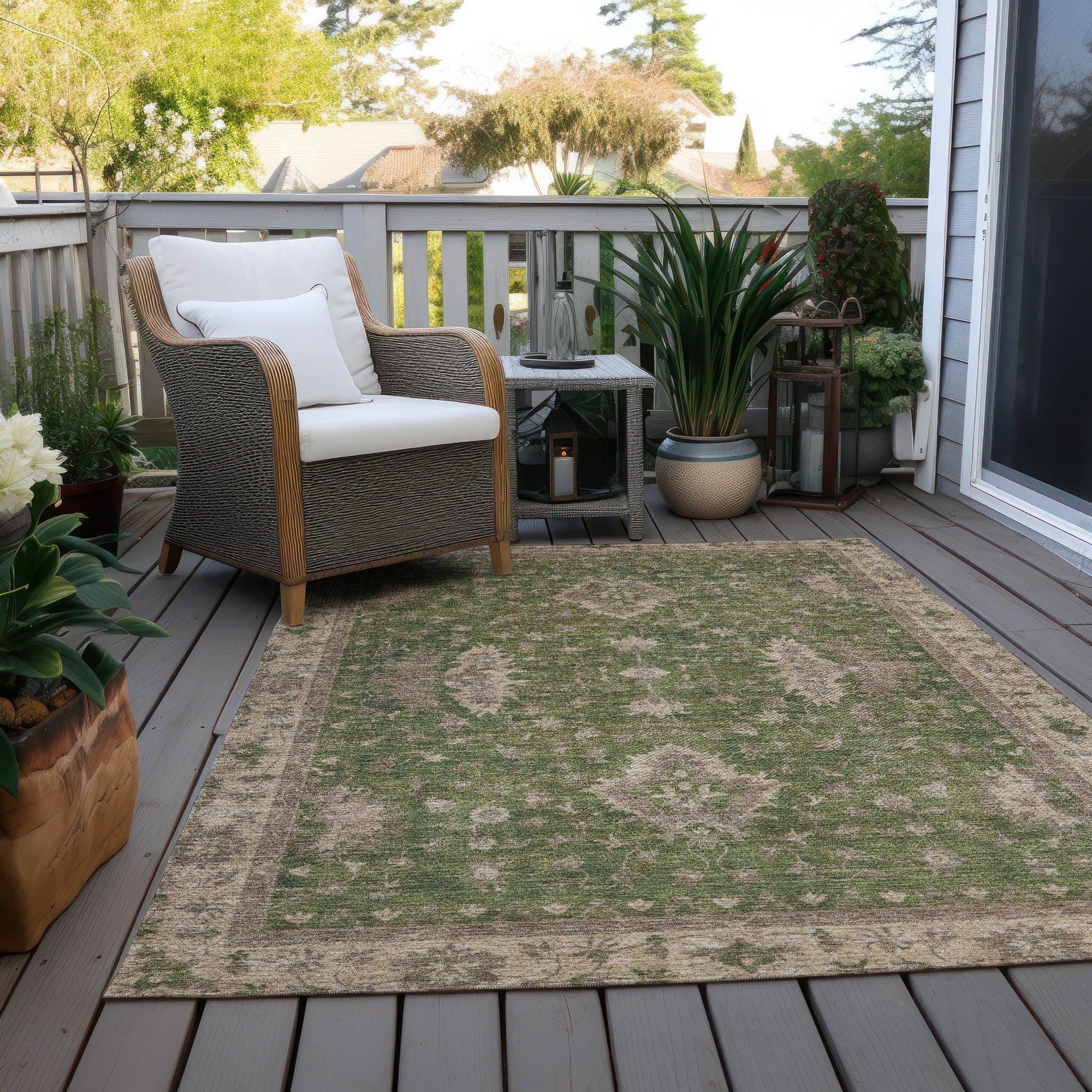 Addison Rugs Iriaris Green Washable Indoor-Outdoor Rug