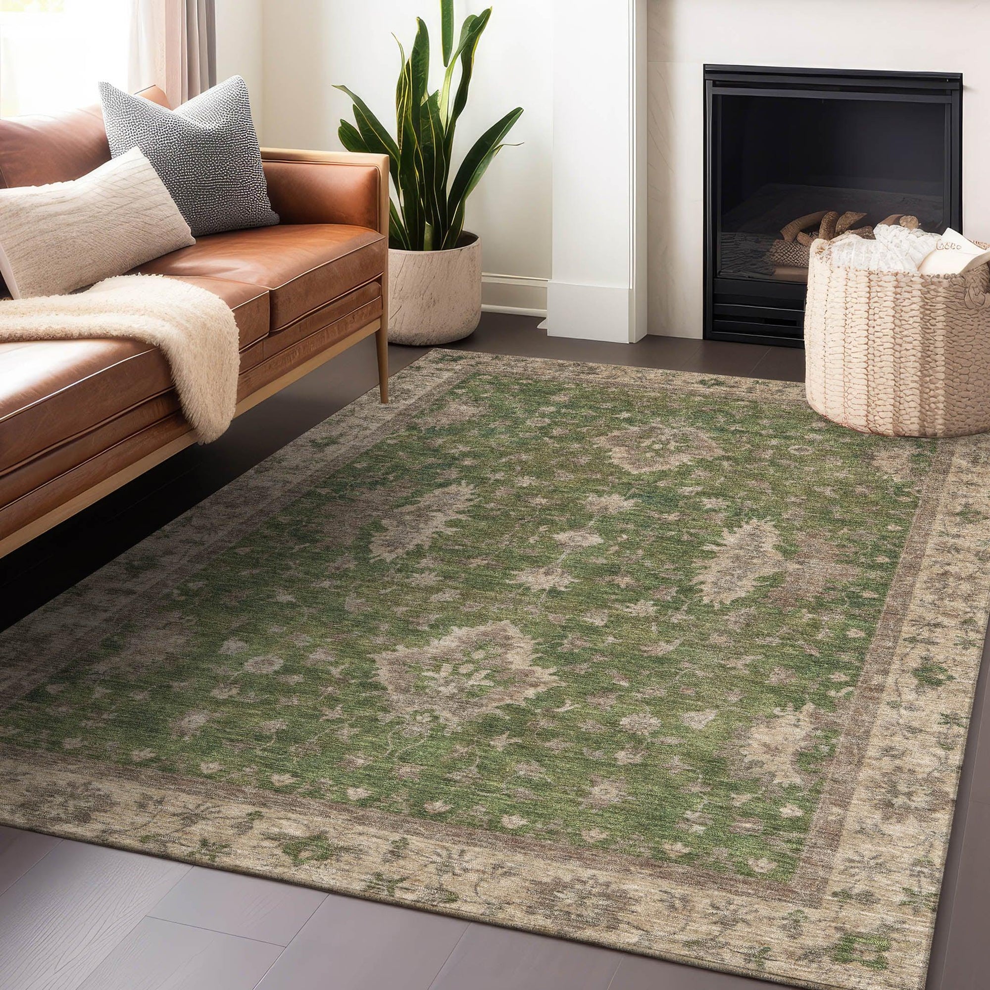 Addison Rugs Iriaris Green Washable Indoor-Outdoor Rug