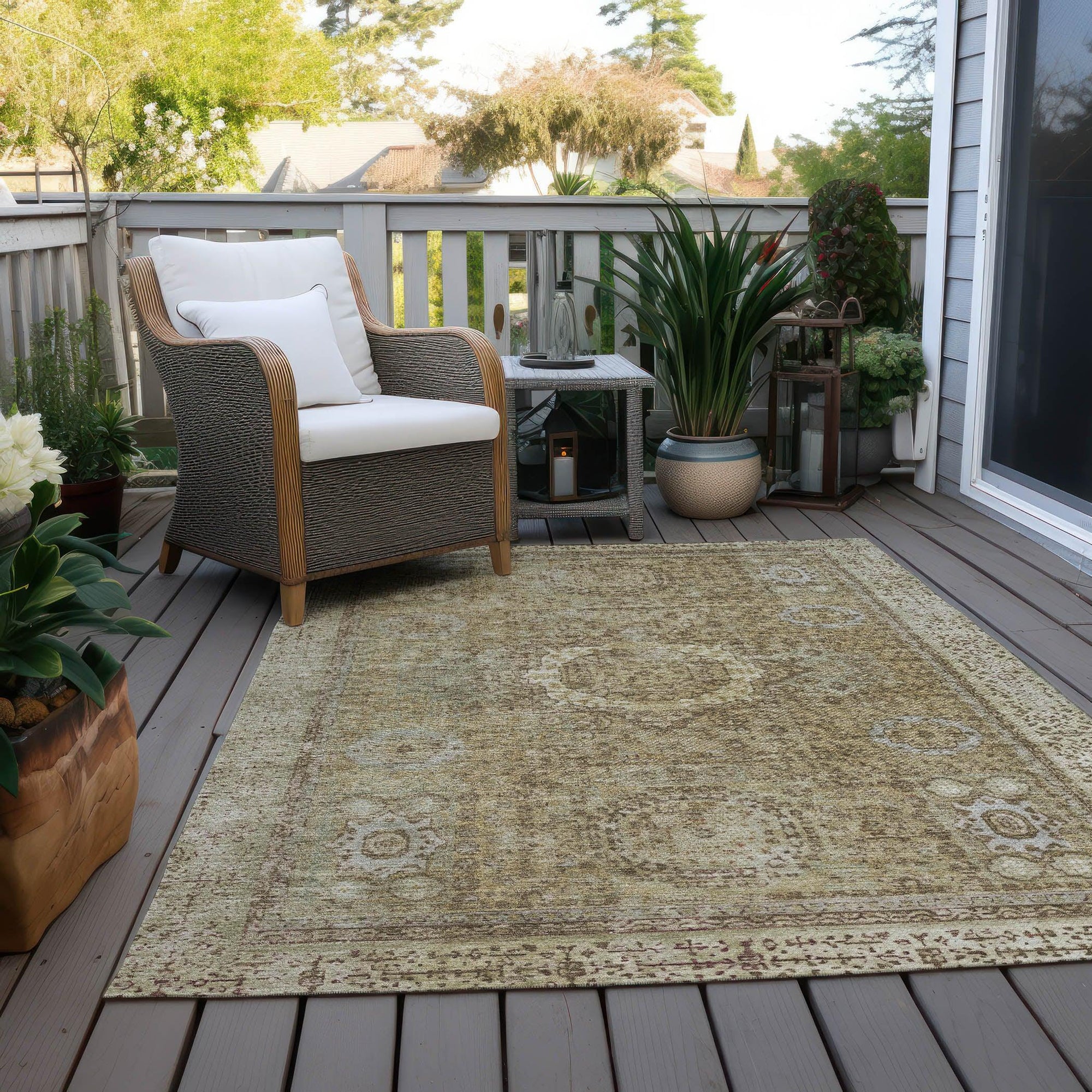 Irias Brown Washable Indoor-Outdoor Rug