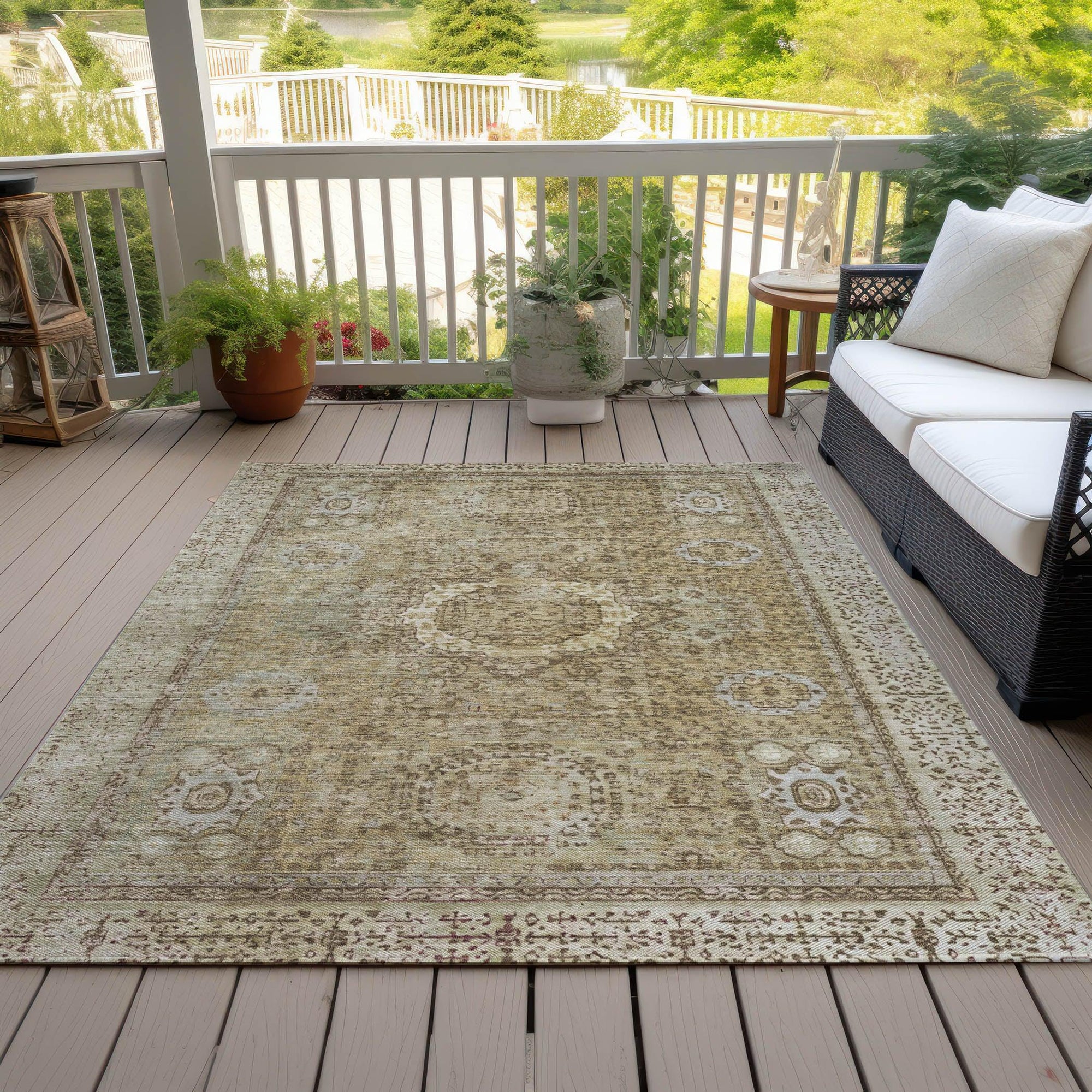 Irias Brown Washable Indoor-Outdoor Rug