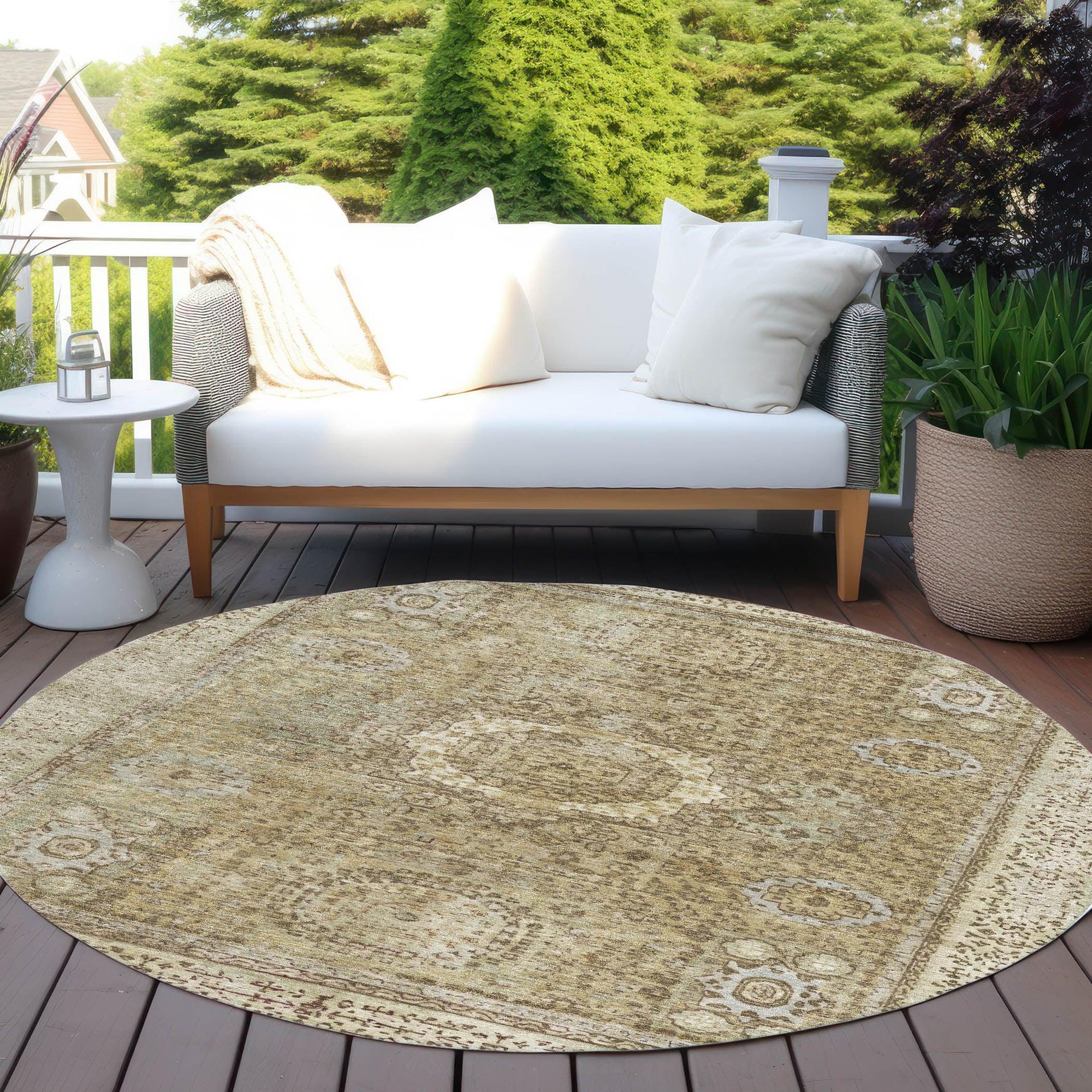 Irias Brown Washable Indoor-Outdoor Rug