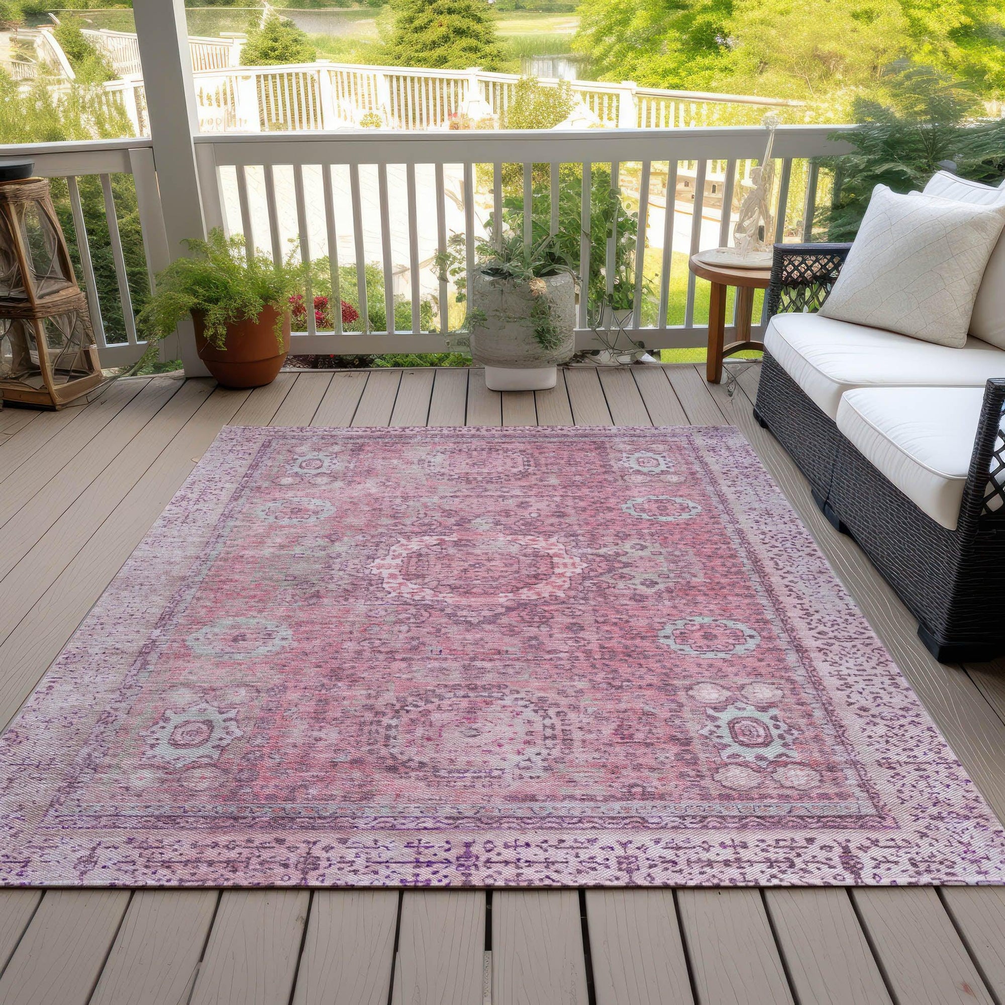 Addison Rugs Irias Pink Washable Indoor-Outdoor Rug