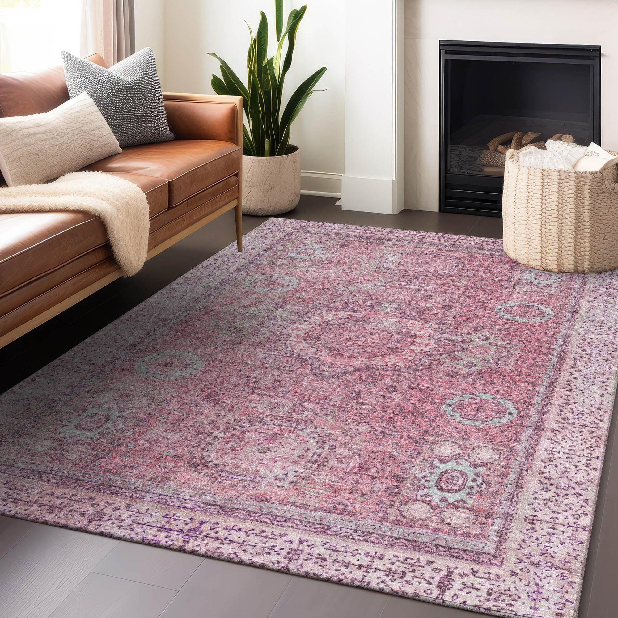 Addison Rugs Irias Pink Washable Indoor-Outdoor Rug