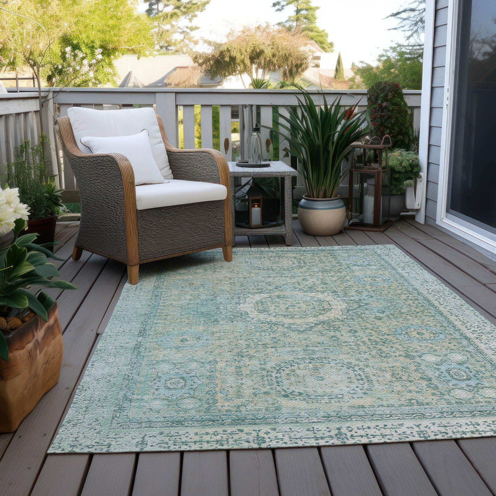 Addison Rugs Irias Teal Washable Indoor-Outdoor Rug