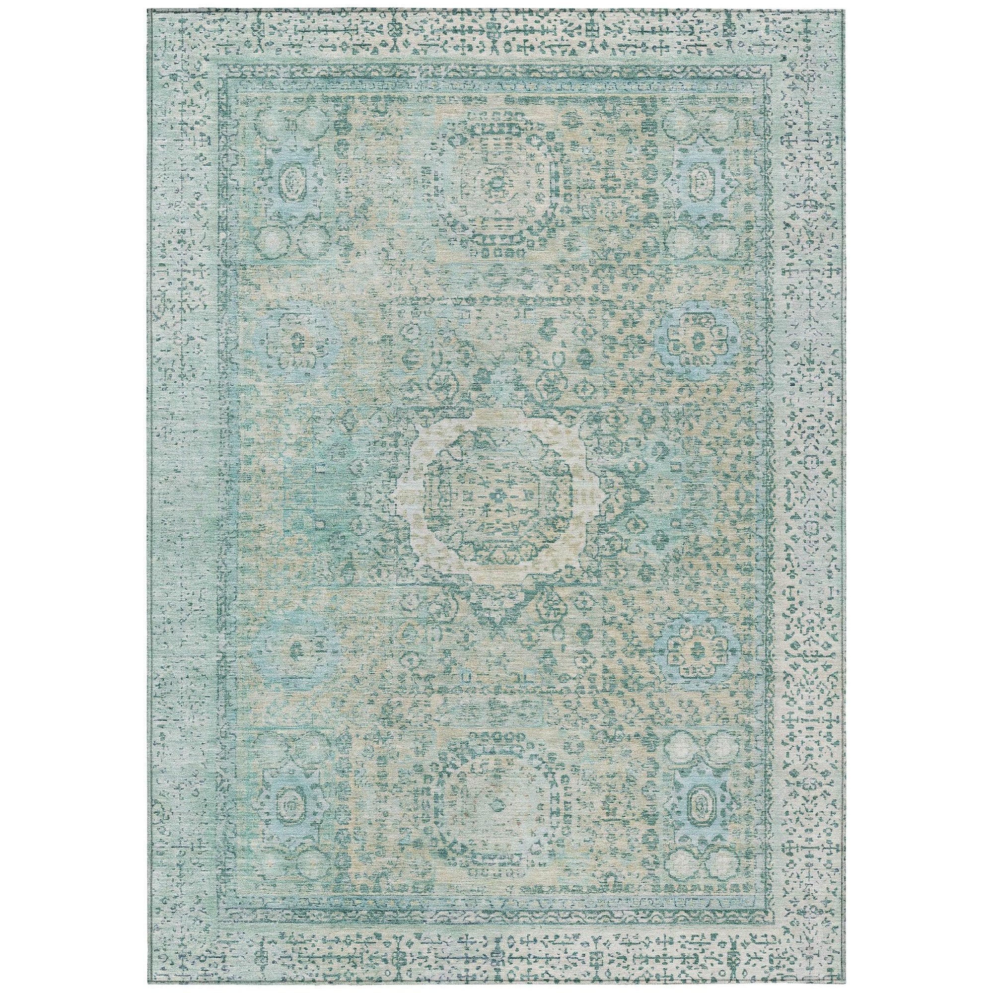 Addison Rugs Irias Teal Washable Indoor-Outdoor Rug
