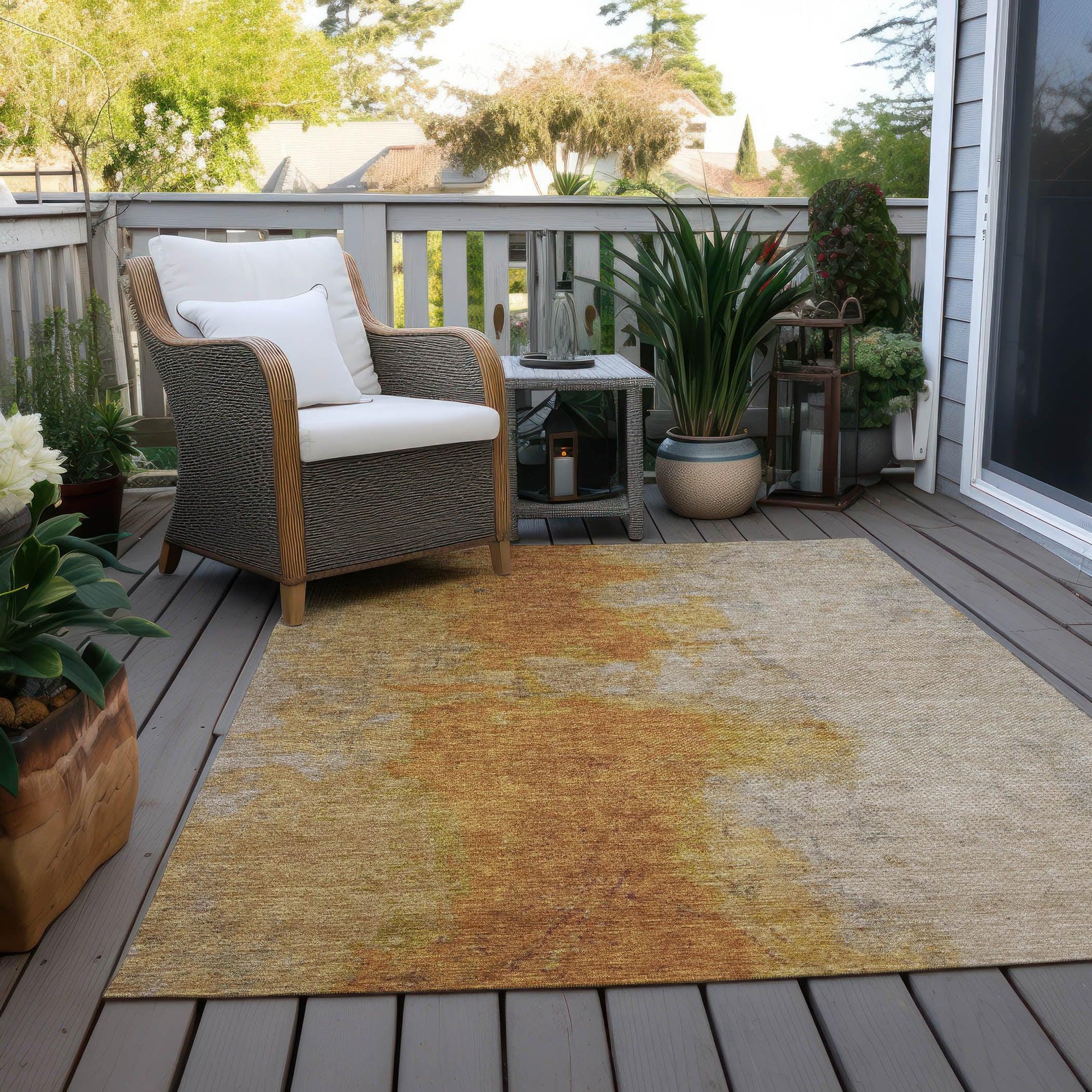Iriel Orange Washable Indoor-Outdoor Rug