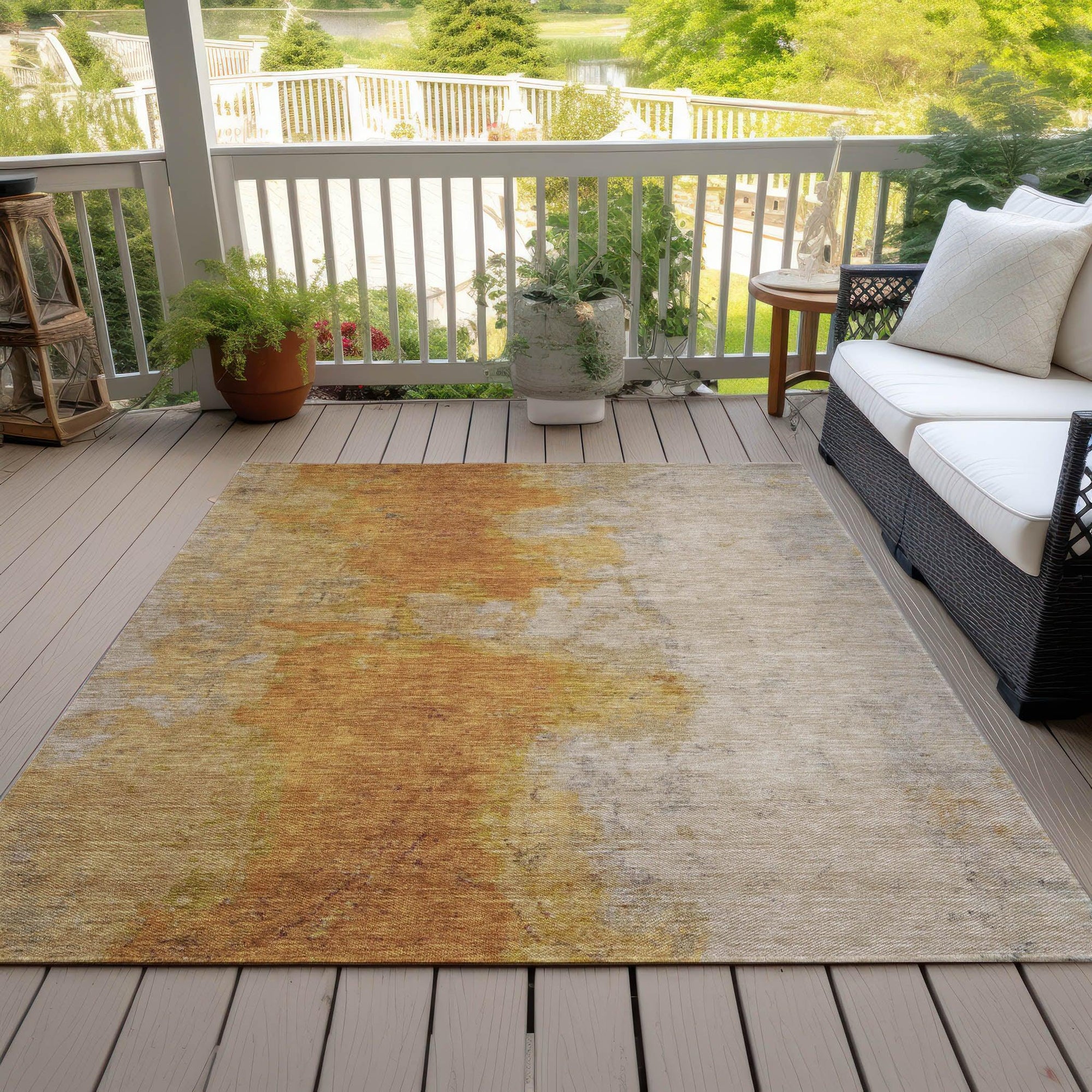 Iriel Orange Washable Indoor-Outdoor Rug
