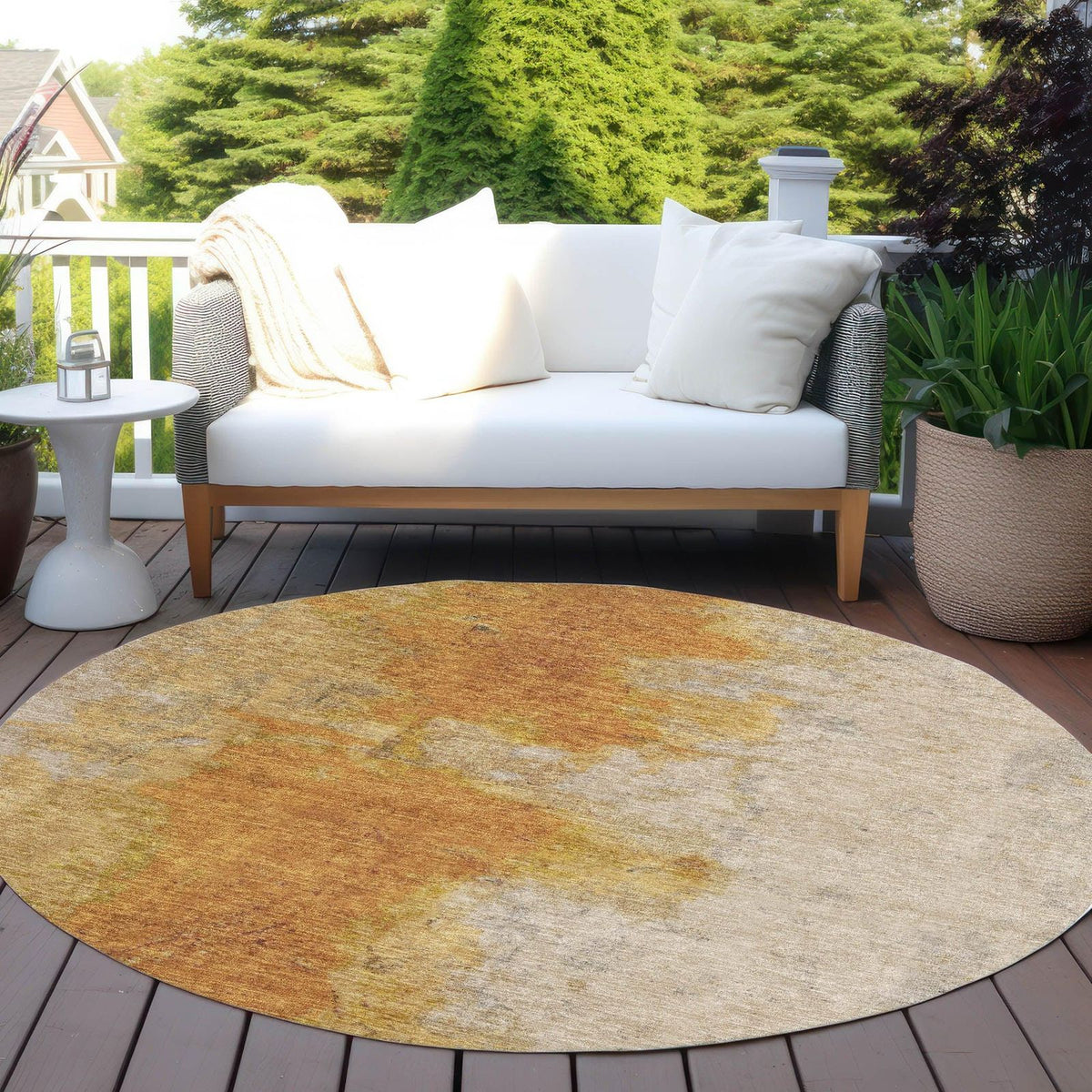 Iriel Orange Washable Indoor-Outdoor Rug - Area Rug, Ships in 2-3 Days - view 10