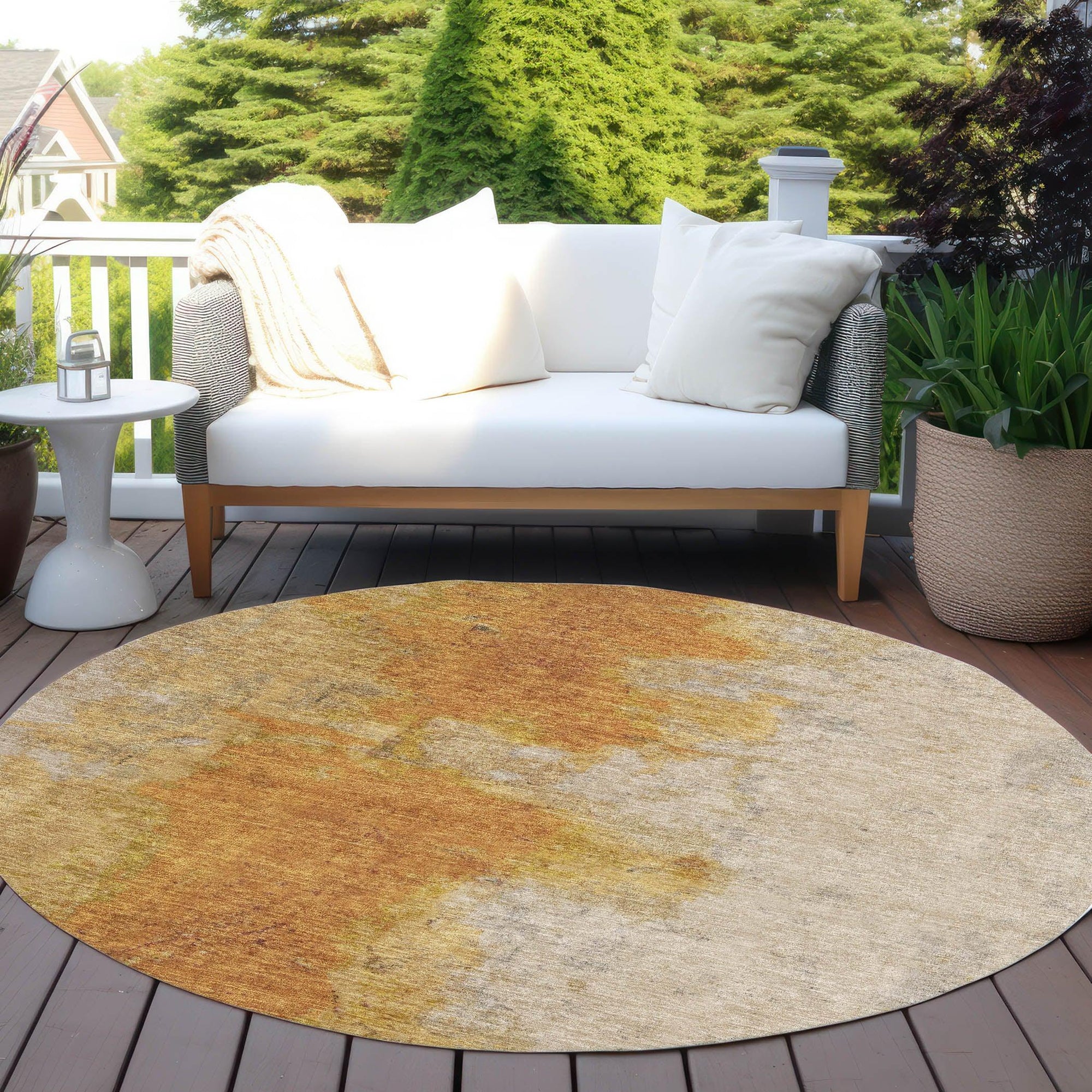 Iriel Orange Washable Indoor-Outdoor Rug