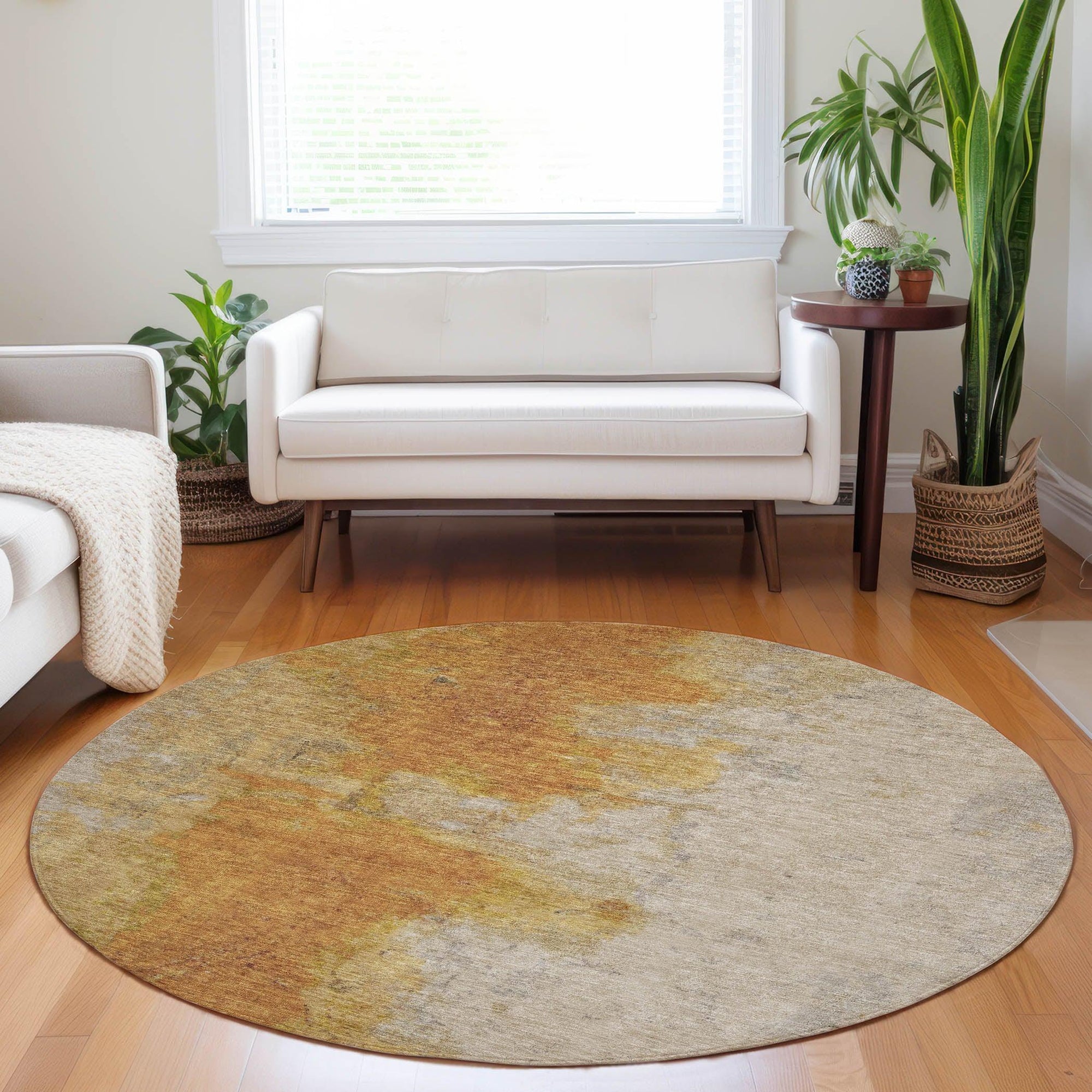 Iriel Orange Washable Indoor-Outdoor Rug