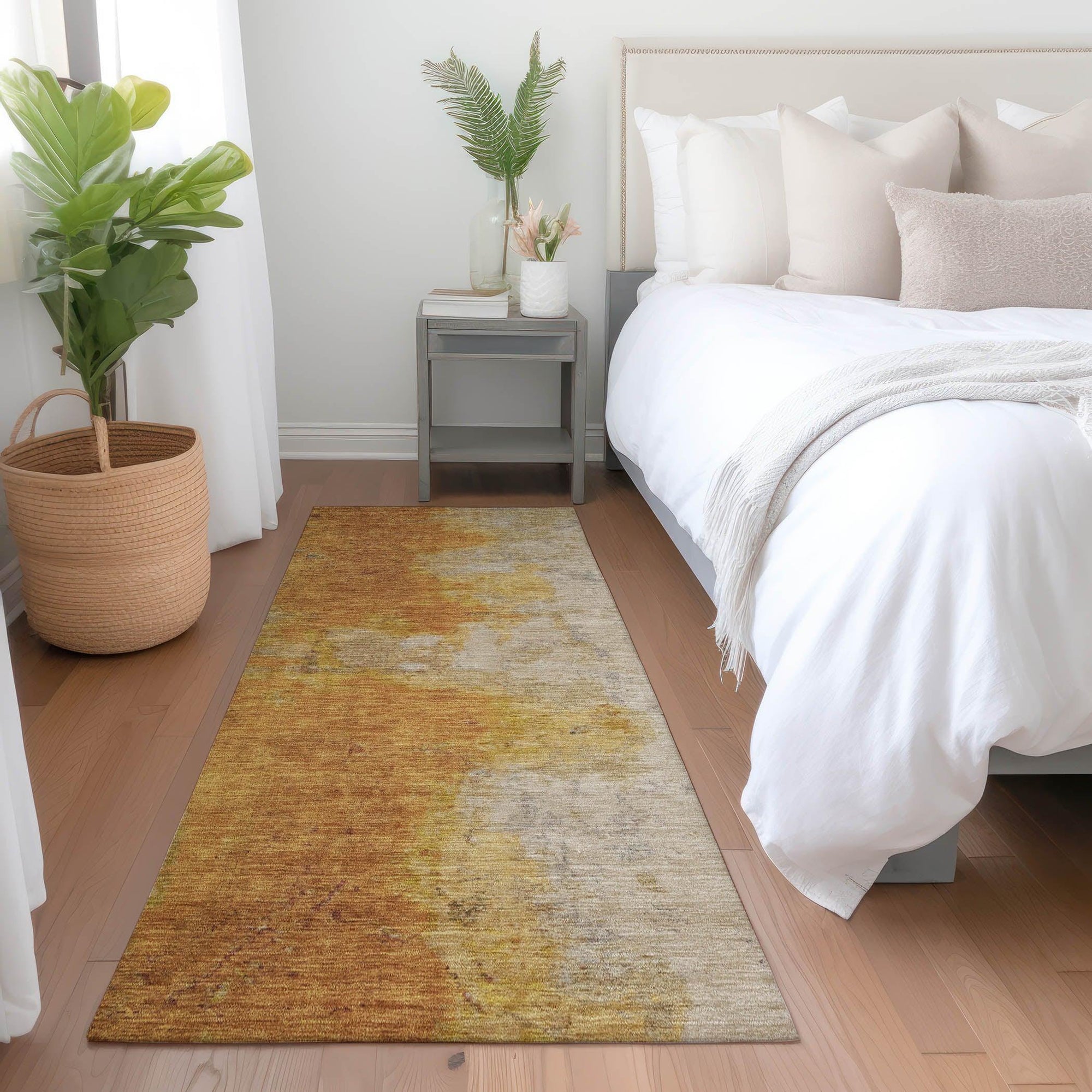 Iriel Orange Washable Indoor-Outdoor Rug