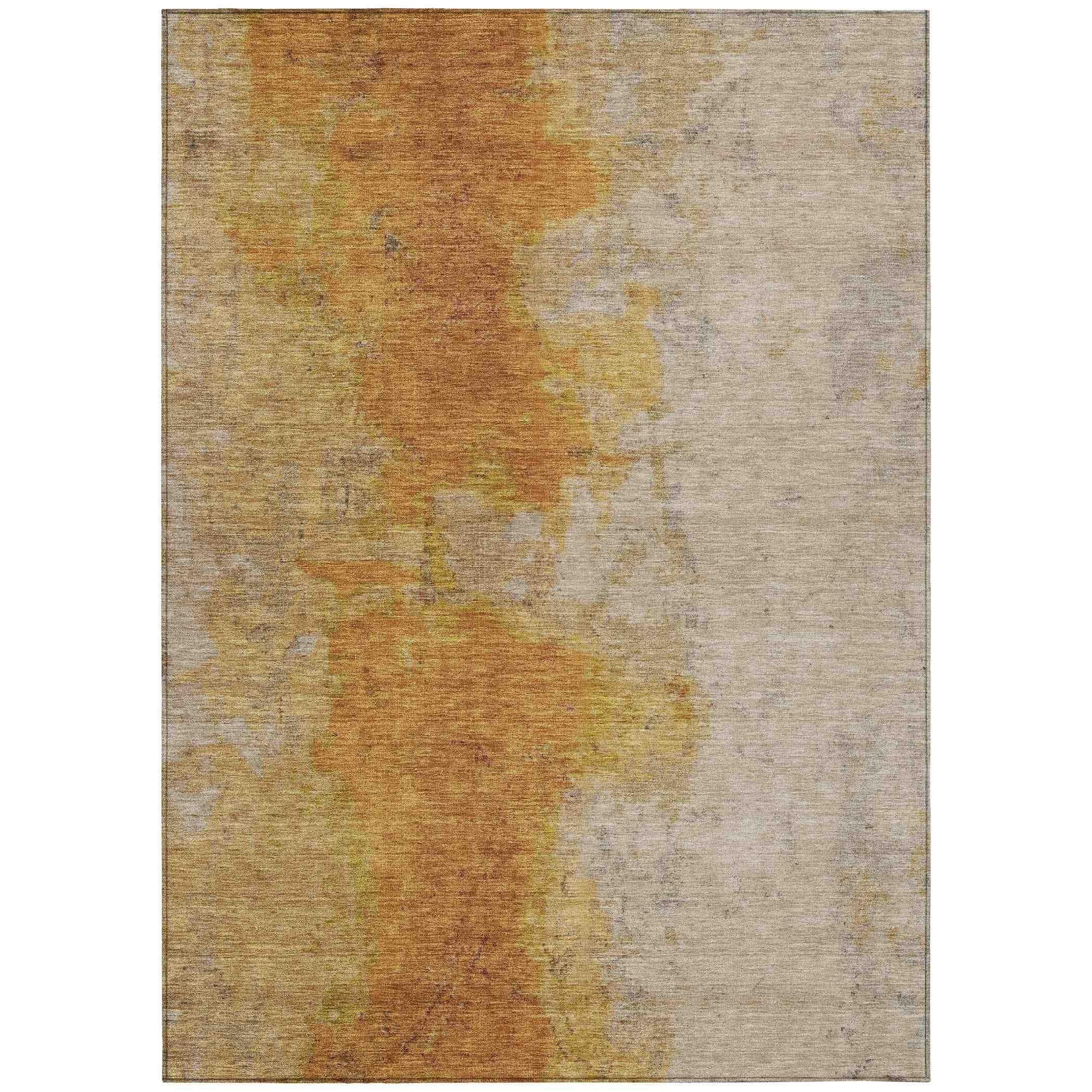 Iriel Orange Washable Indoor-Outdoor Rug