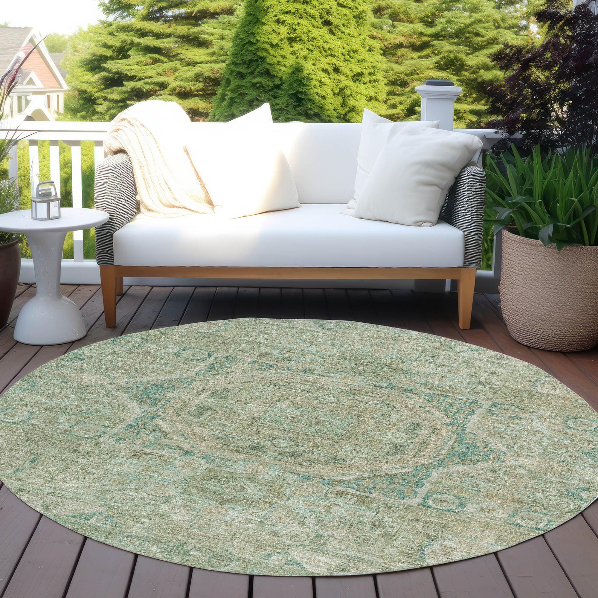 Iriir Green Washable Indoor-Outdoor Rug